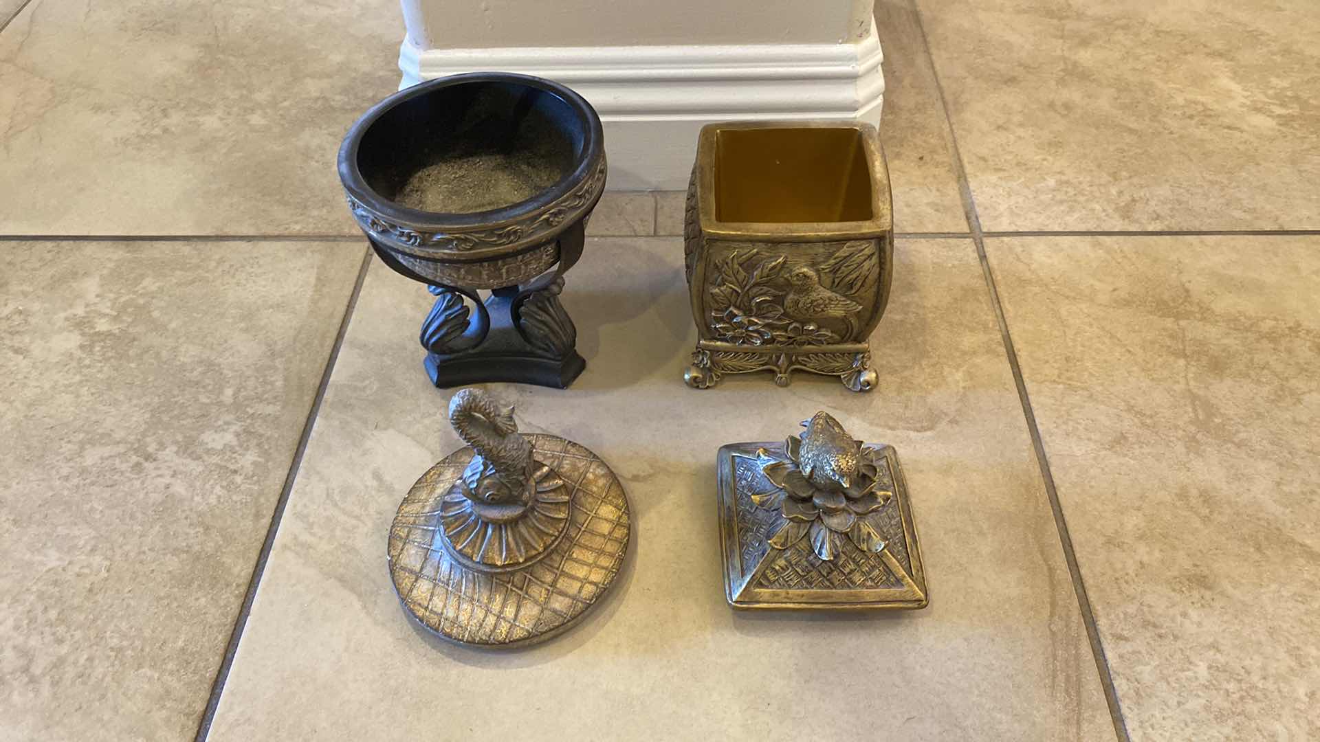 Photo 4 of PAIR OF COVERED URNS WITH LIDS LARGEST H 11 1/2”