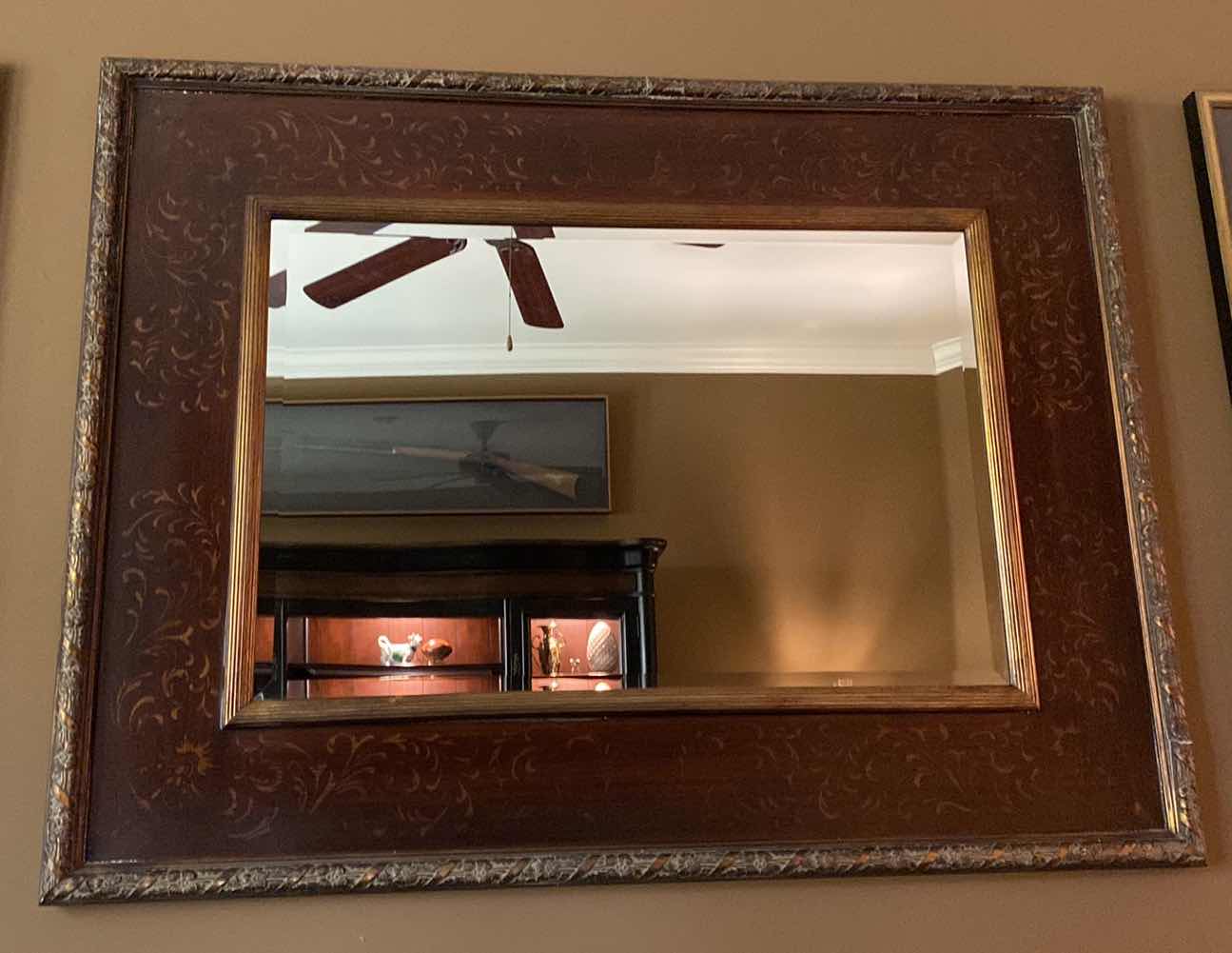 Photo 1 of RESIN FRAMED BEVELED MIRROR 52” x 40” (frame is damaged to see pictures)