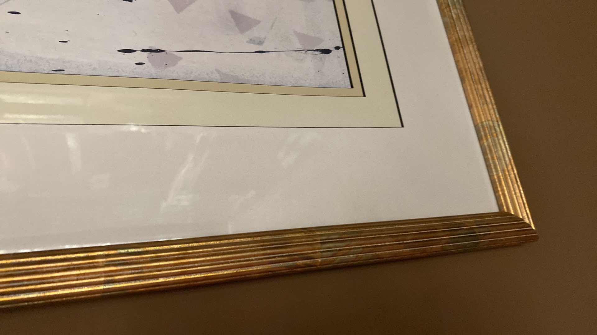 Photo 3 of GOLD RESIN FRAMED ABSTRACT ARTWORK 28” x 28”