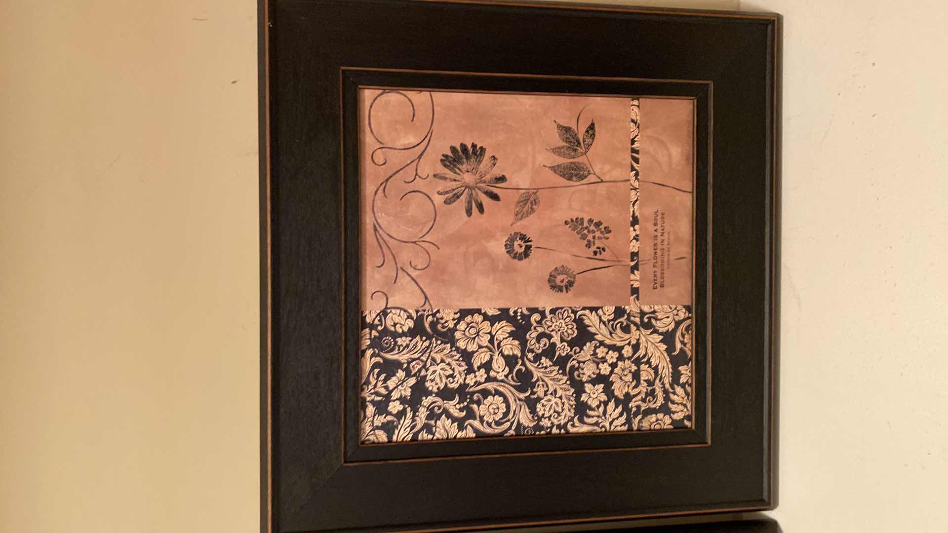 Photo 2 of 3 FRAMED FLORAL ARTWORK SIGNED EACH 18” x 18”