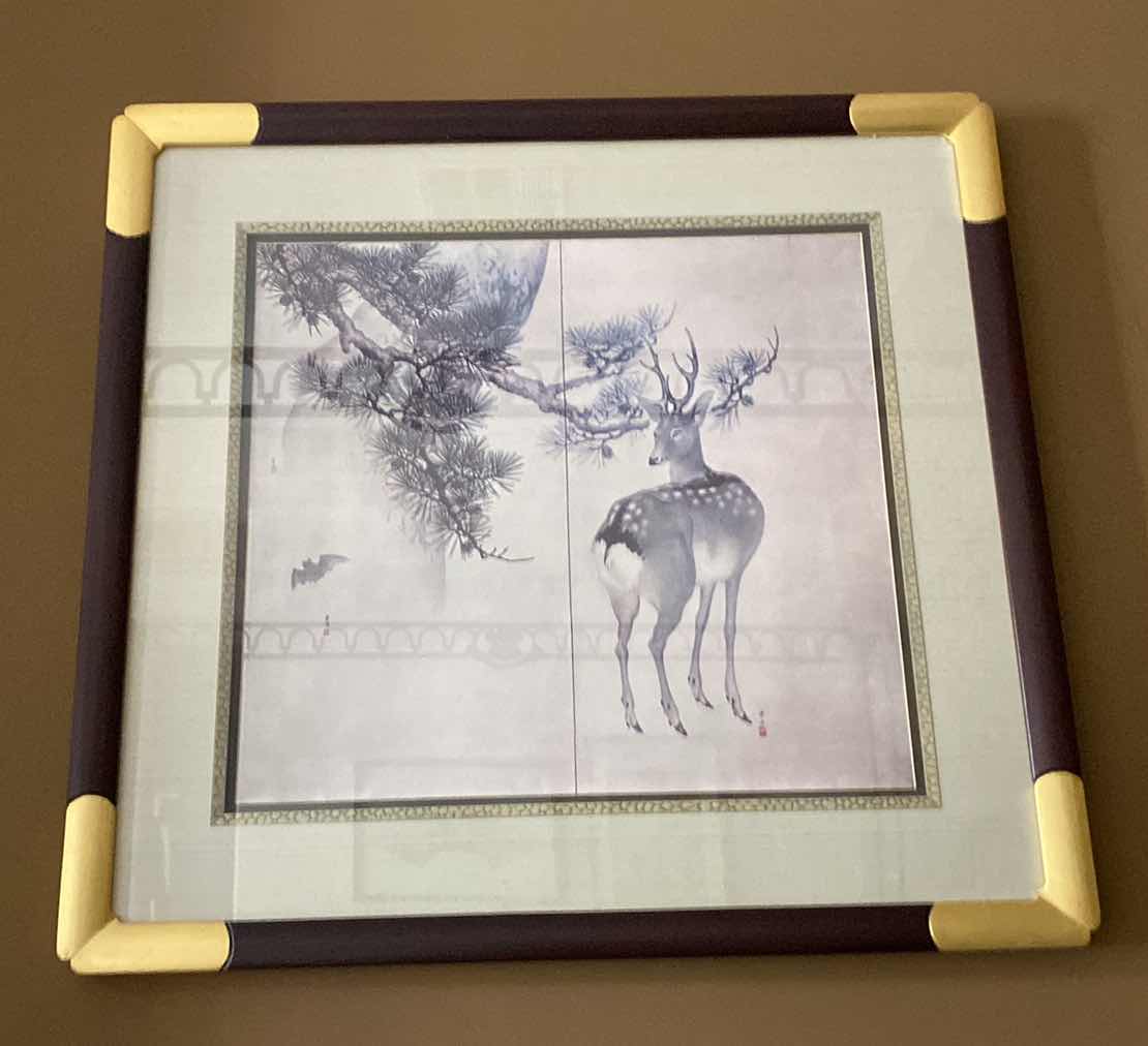 Photo 1 of FRAMED ASIAN DEER ARTWORK 32” x 30”