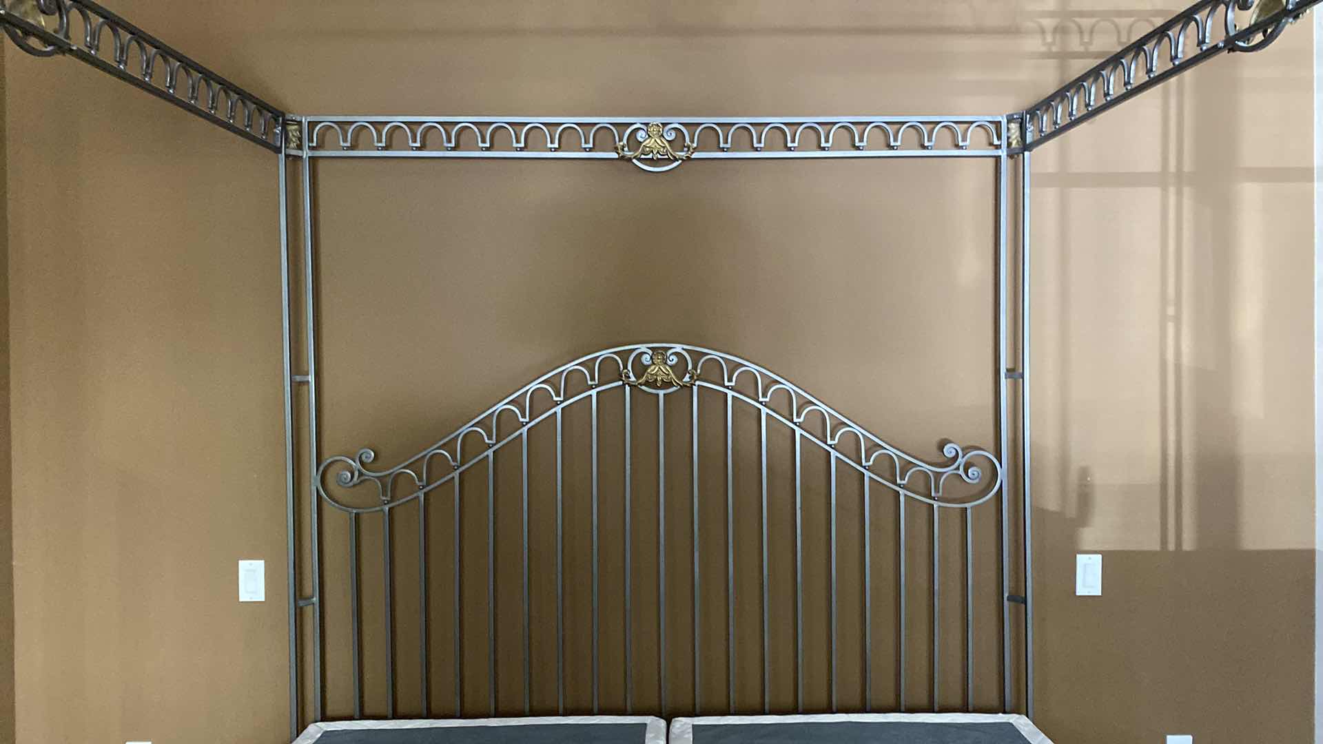 Photo 4 of CANOPY BED FRAME W WROUGHT & BRASS ACCENTS (FITS CAL-KING) 86” X 78” H 83”