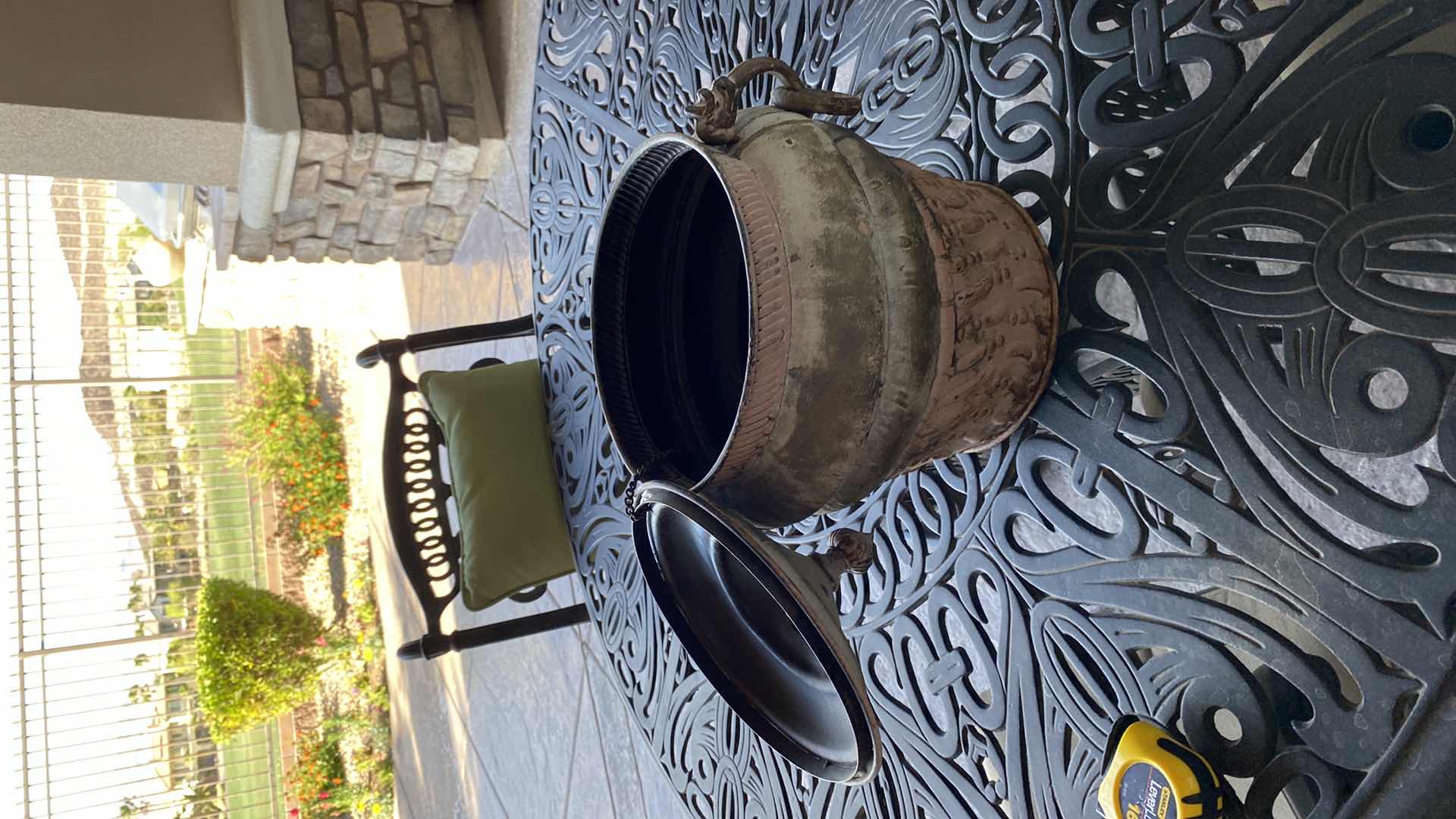 Photo 4 of METAL POT WITH LID AND DRAGON HANDLES 14” x 15”