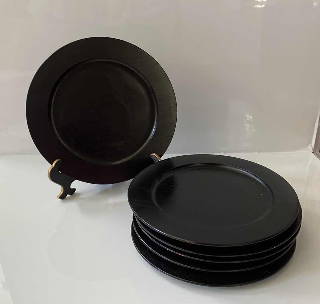 Photo 1 of 6 BLACK WOOD CHARGER PLATES 13”