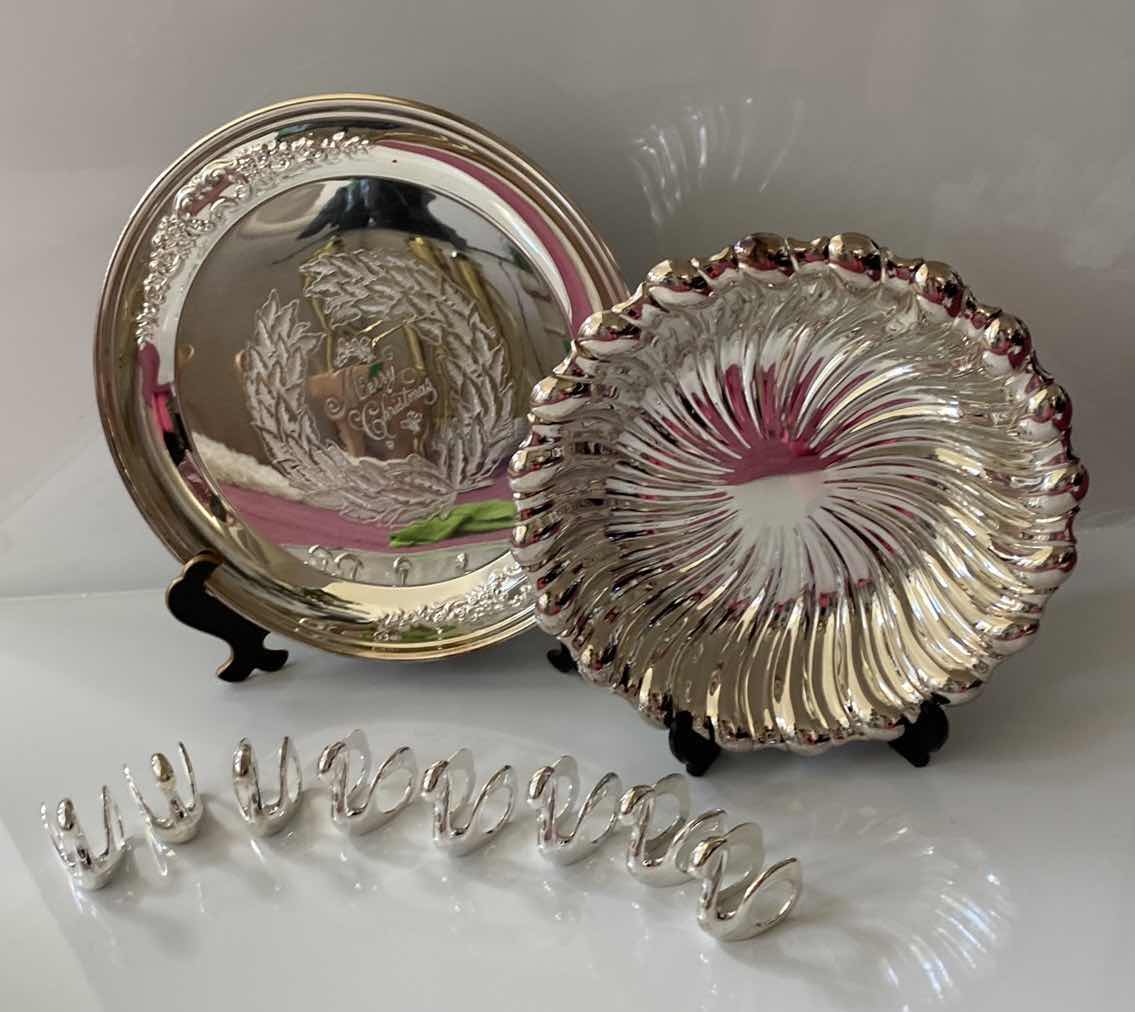 Photo 1 of SILVERPLATE PLATTER AND ONEIDA BOWL. NAPKIN RINGS MADE IN CHINA