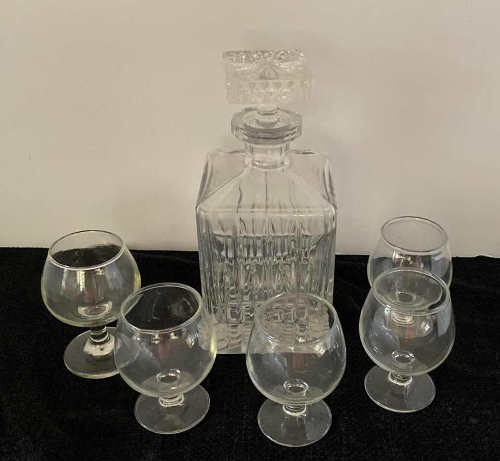 Photo 1 of CRYSTAL DECANTER WITH 5 BRANDY GLASSES