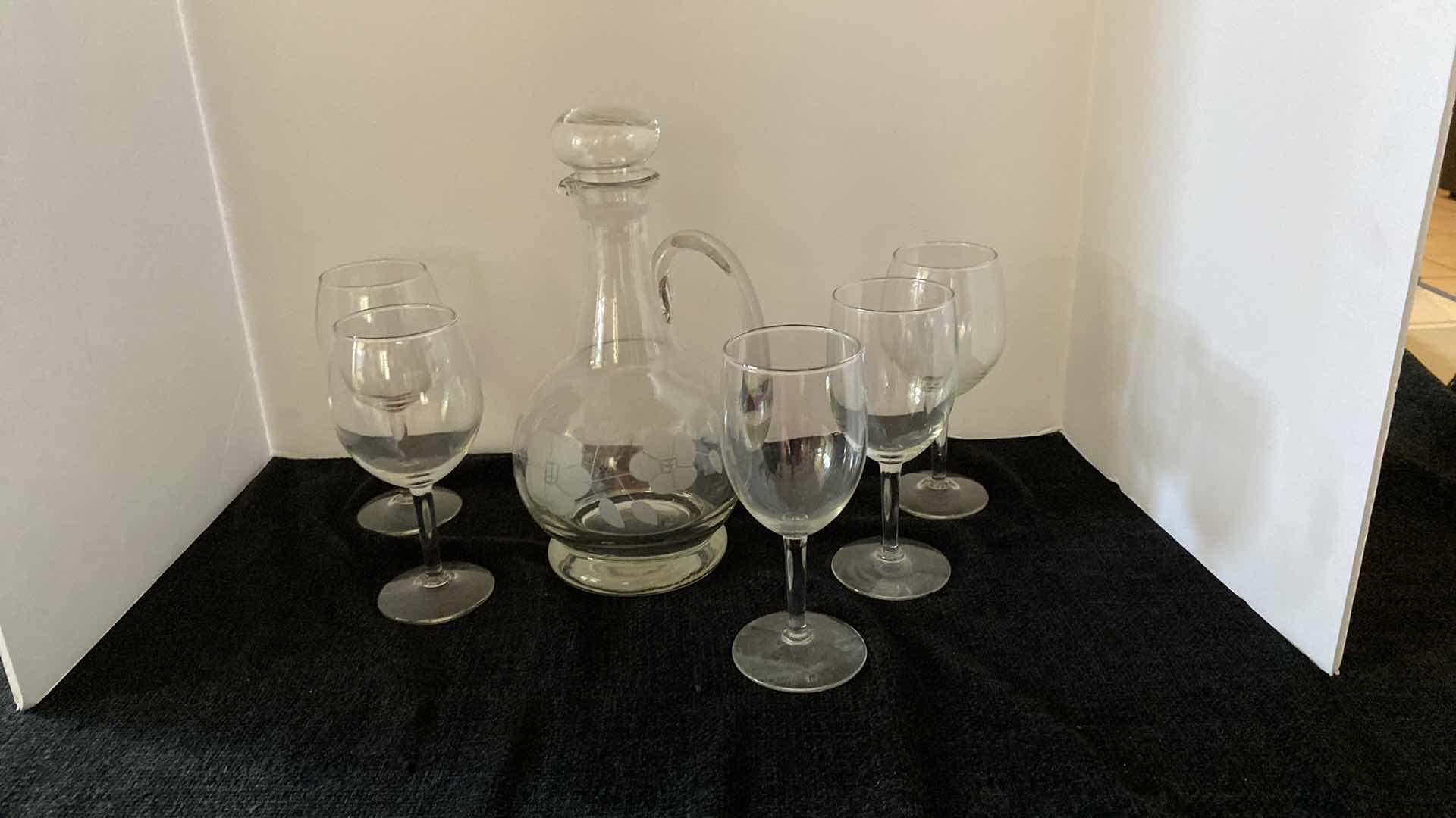 Photo 2 of ETCHED WINE DECANTER WITH 5 GLASSES