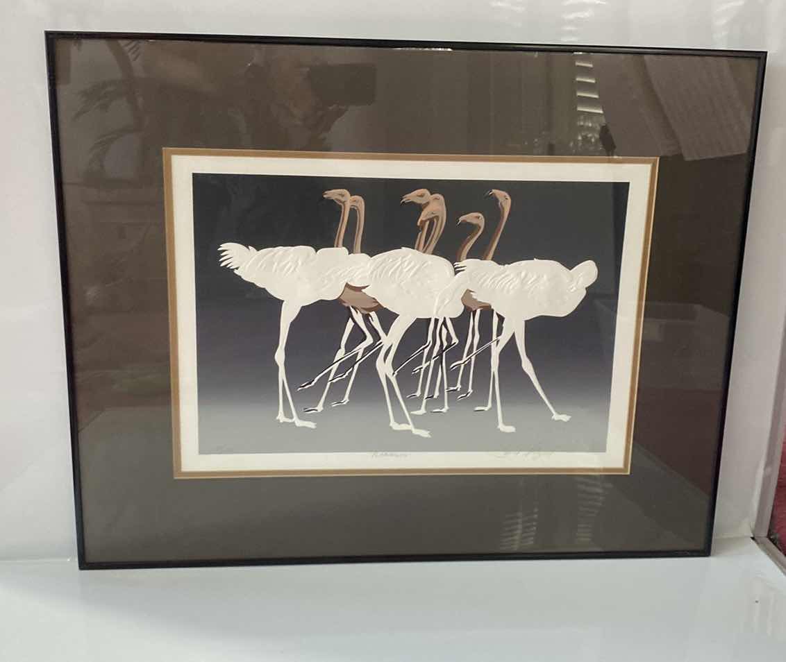 Photo 1 of FRAMED “FLAMINGOS” LIMITED EDITION BY DAVID ALLGOOD ARTWORK WITH COA 22” x 28”