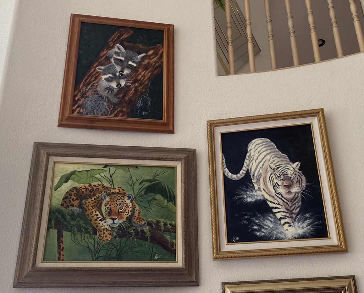 Photo 1 of 3 ANIMALS ON CANVAS ARTWORK LARGEST 23” x 26”