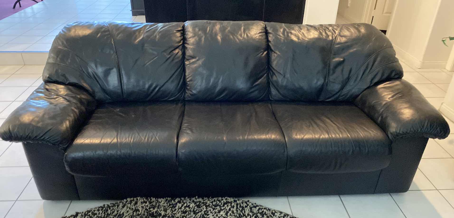 Photo 1 of 88” BLACK BONDED LEATHER SOFA UNBRANDED