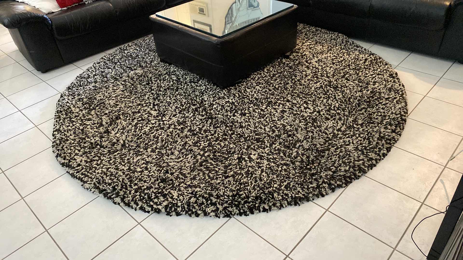 Photo 1 of ROUND 8’ BLACK AND GRAY SHAG AREA RUG