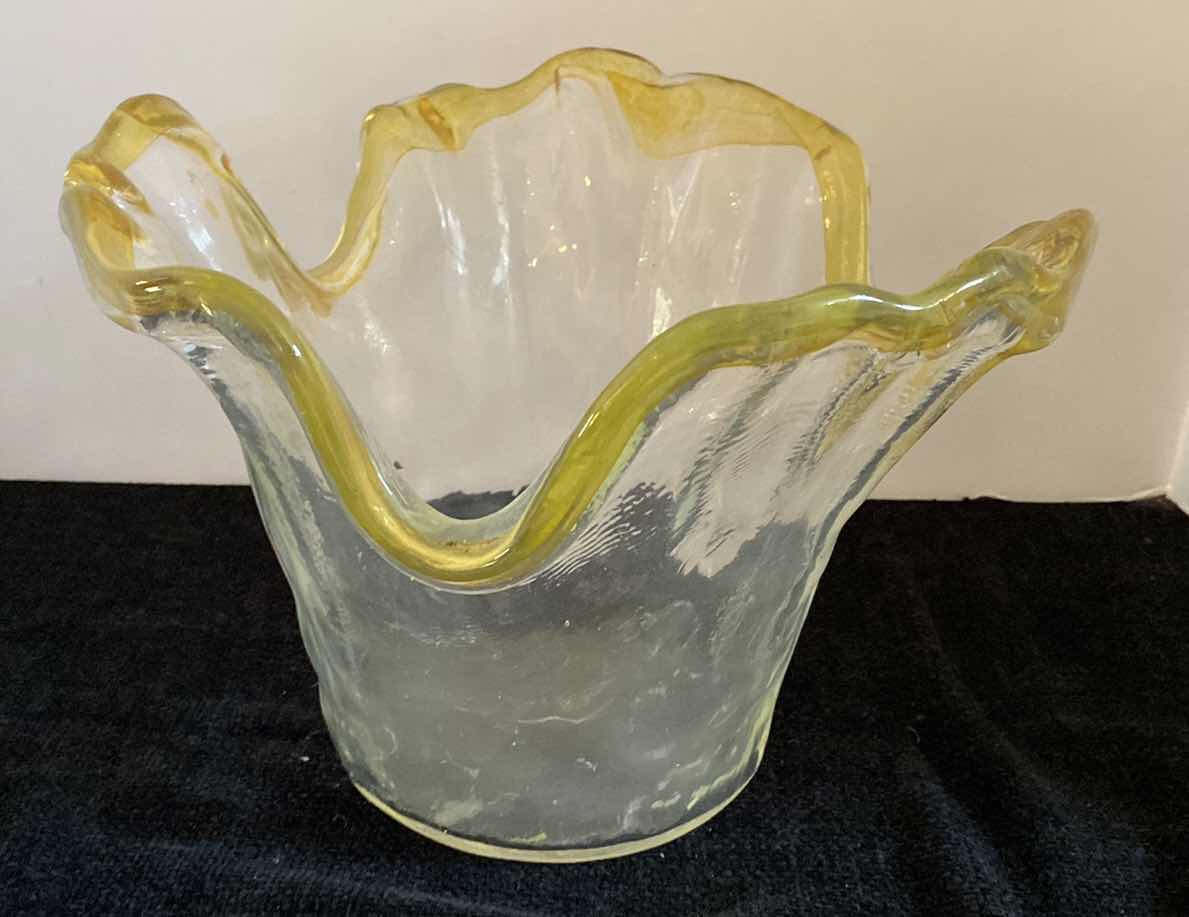 Photo 1 of GLASS DECORATIVE BOWL WITH GOLD TRIM 11 1/2” x 9”