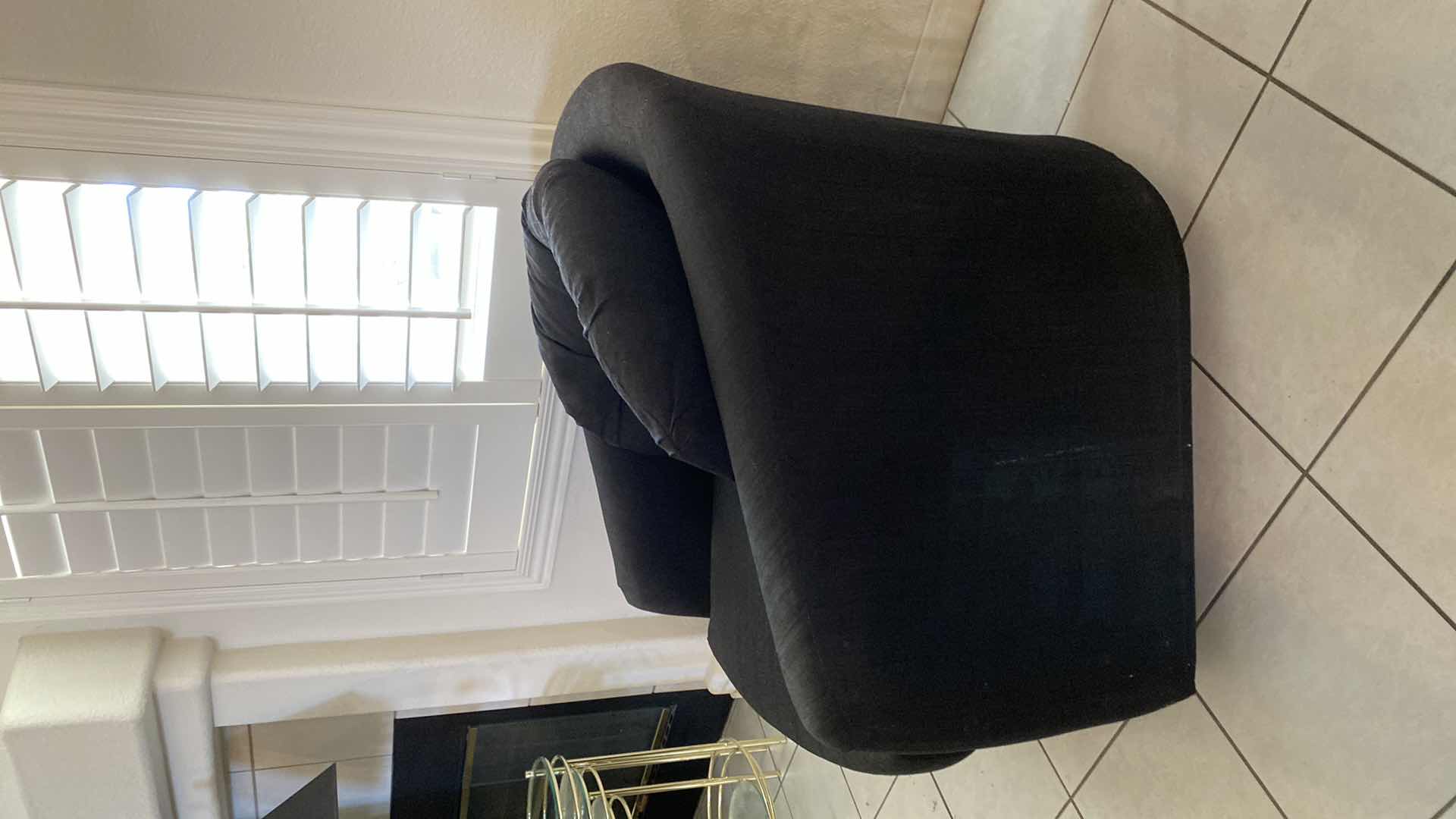 Photo 2 of BLACK FABRIC SWIVEL CHAIR  32“ x 33“ H 26 1/2 “