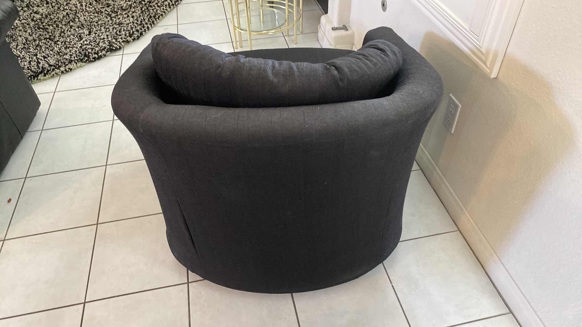 Photo 3 of BLACK FABRIC SWIVEL CHAIR  32“ x 33“ H 26 1/2 “