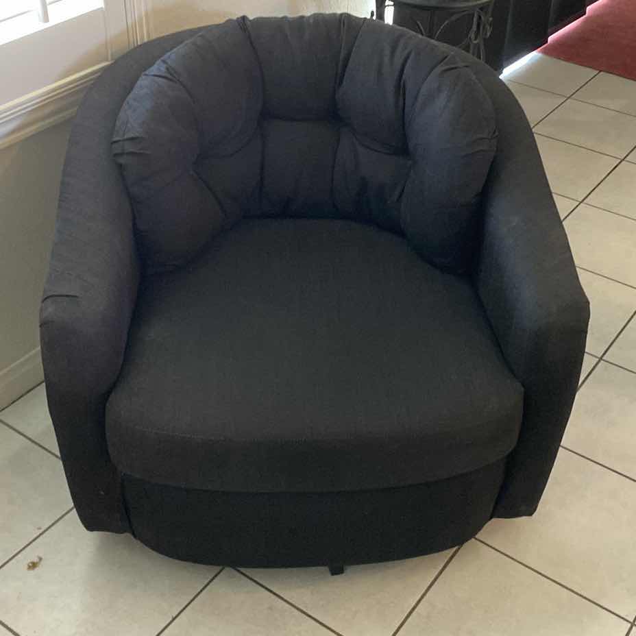 Photo 1 of BLACK FABRIC SWIVEL CHAIR  32“ x 33“ H 26 1/2 “