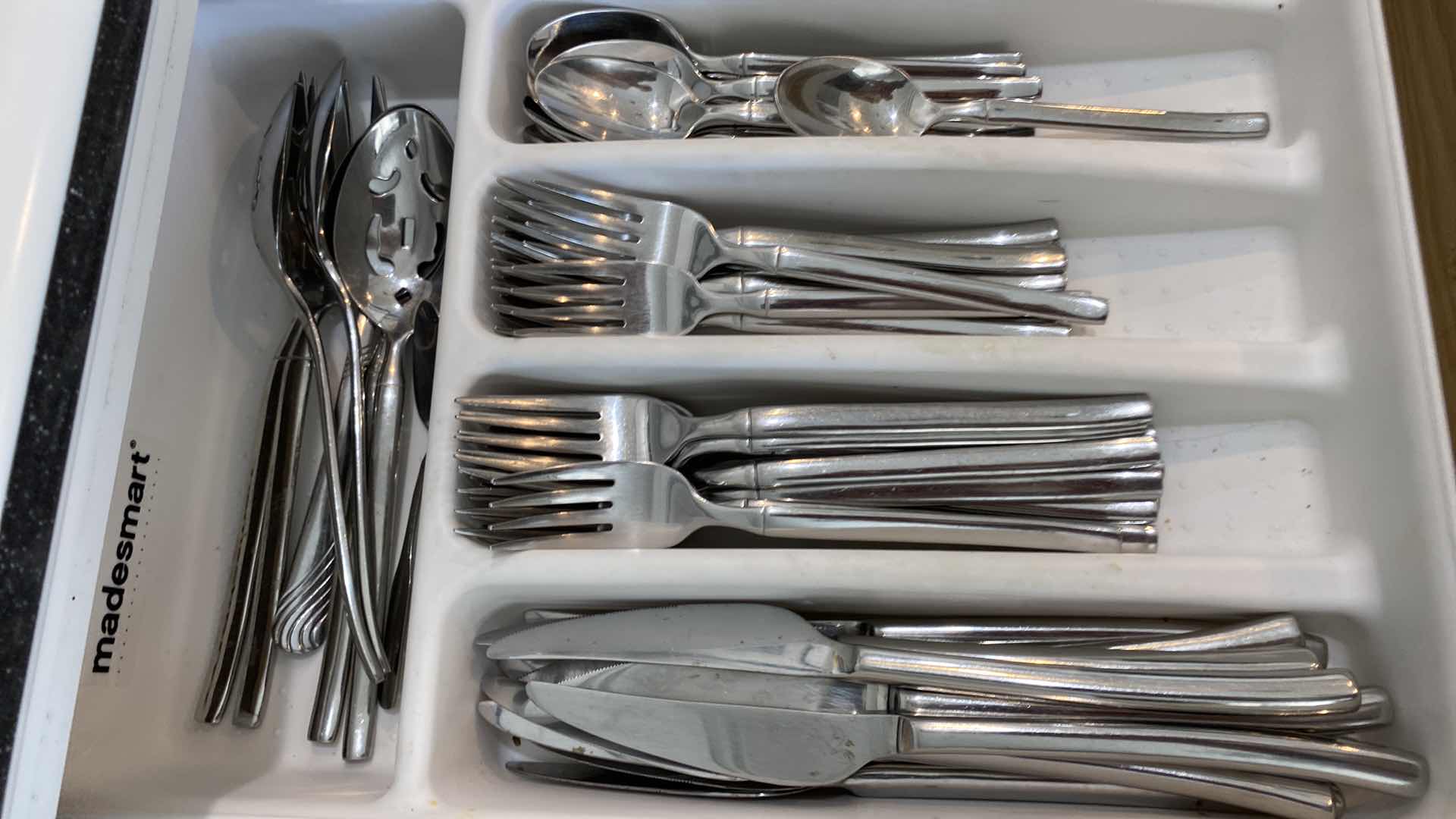 Photo 3 of CONTENTS OF KITCHEN CABINET DRAWER - HENKELS STAINLESS SILVERWARE AND STEAK KNIVES