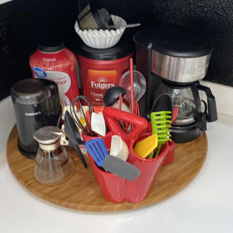 Photo 1 of WOOD LAZY SUSAN WITH COFFEE ESSENTIALS