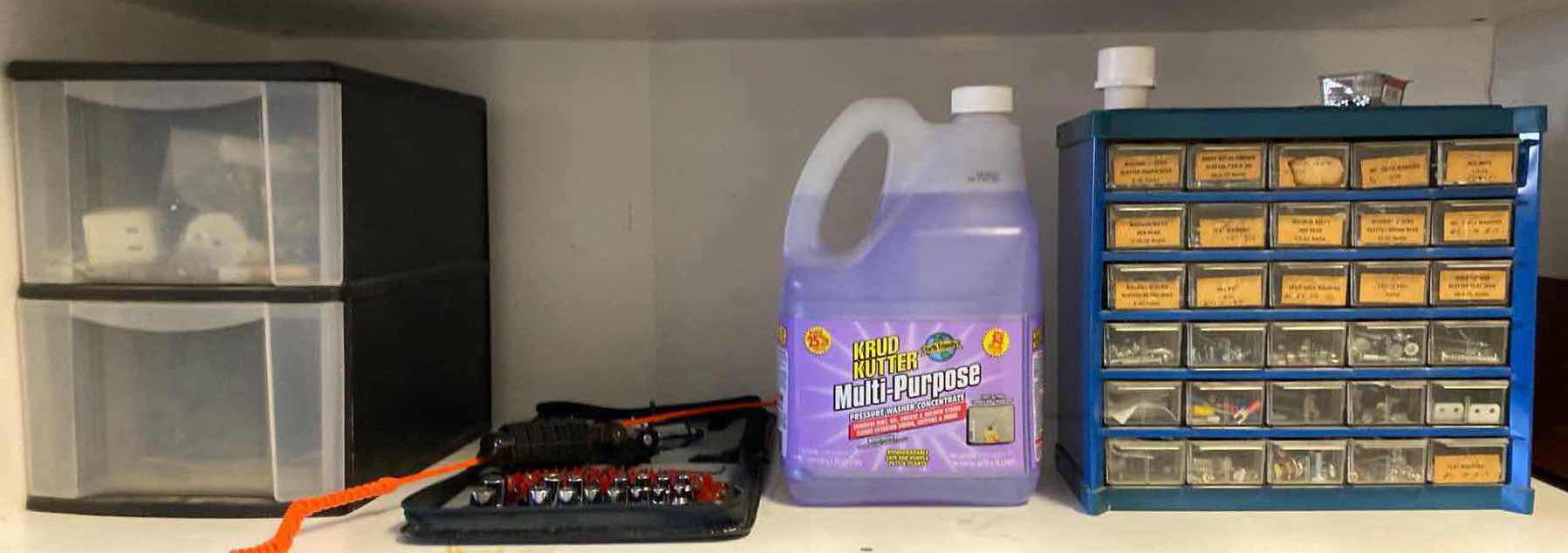 Photo 1 of GARAGE CONTENTS ON SHELF FASTENERS SCREWS CLEANER