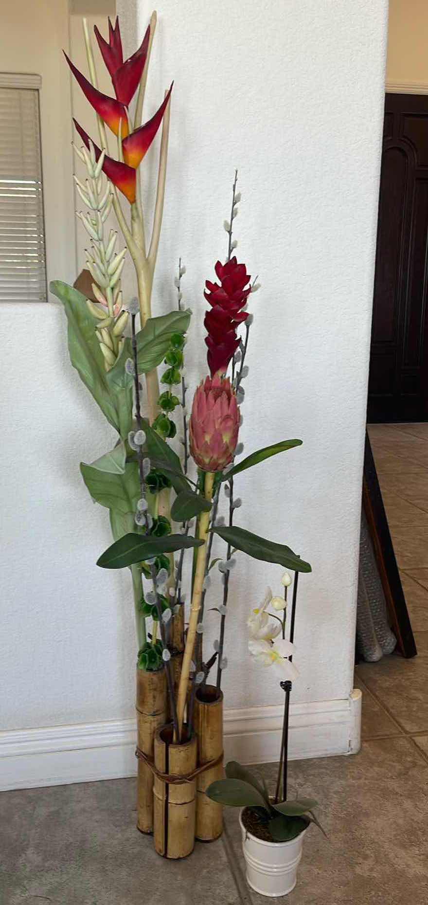 Photo 1 of FAUX FLORAL IN BAMBOO HOME DECOR WITH FAUX ORCHID (TALLEST H56”)