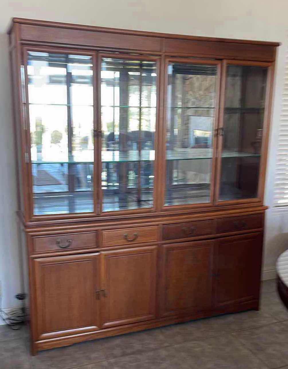 Photo 1 of CHINA DISPLAY CABINET LIGHTED WITH GLASS SHELVES 72” X 19” X H80”