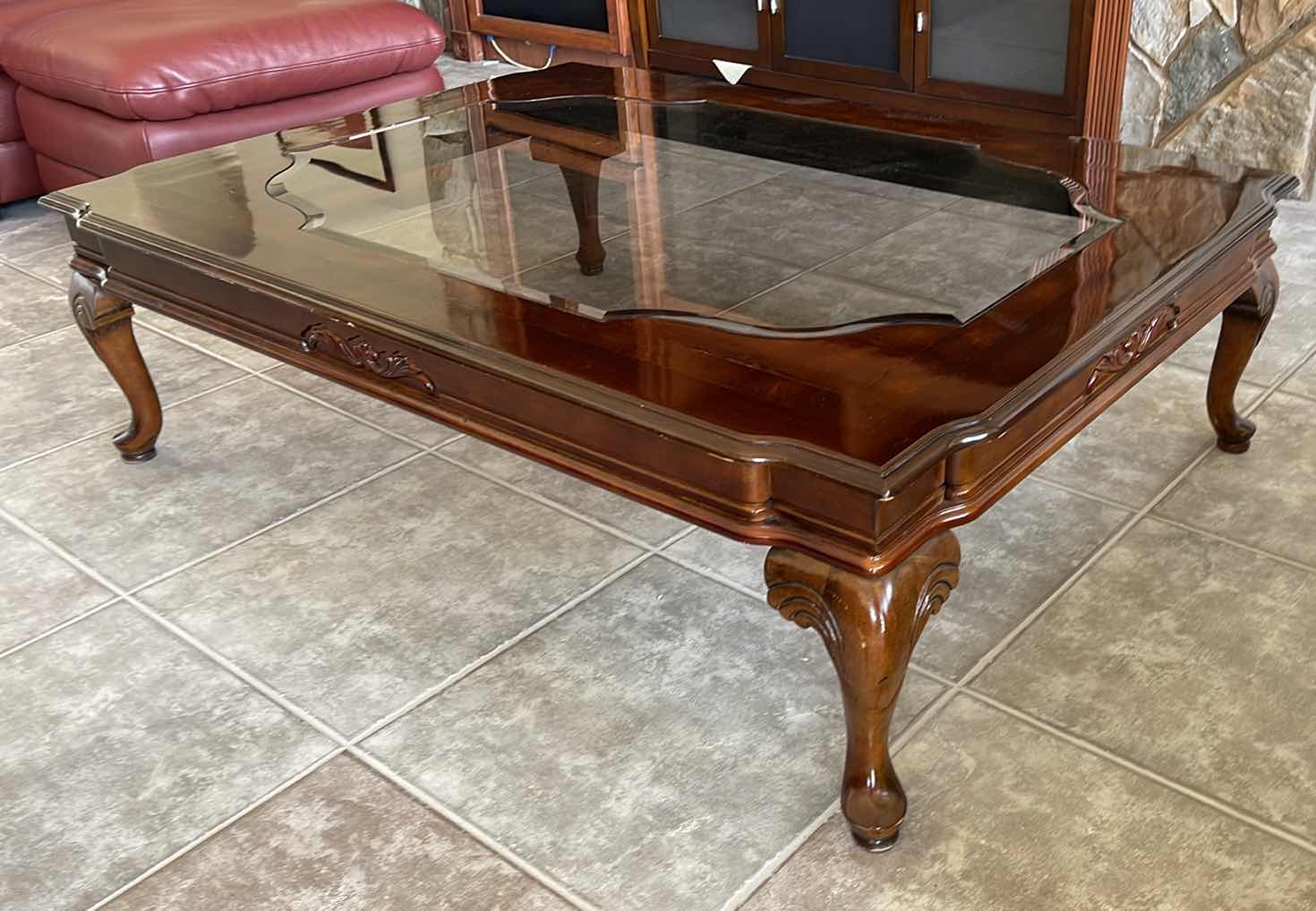 Photo 1 of ROSEWOOD COFFEE TABLE W GLASS INSET 54” X 40”  H16”