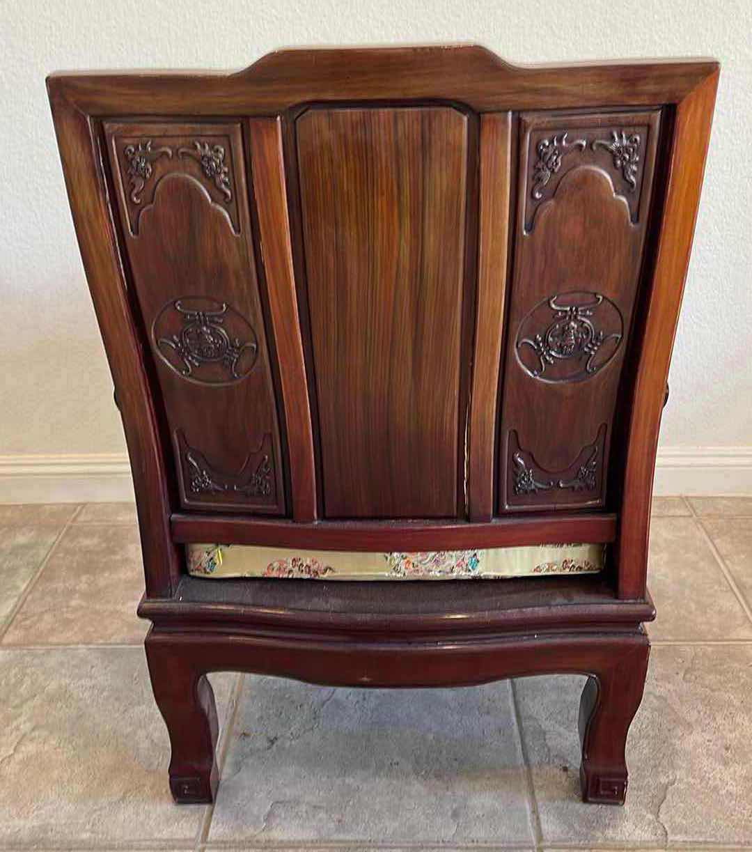 Photo 4 of ANTIQUE CHINESE ROSEWOOD CARVED THRONE  CHAIR  27.25” X 23.25”  H40”