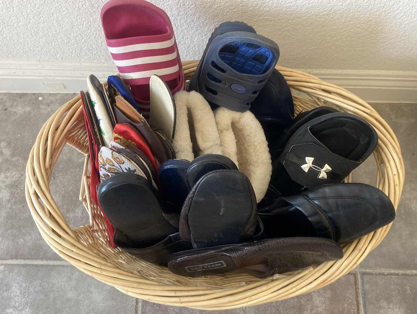 Photo 2 of BASKET OF HOUSE SLIPPERS VARIED SIZES