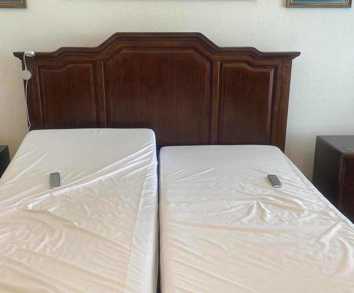 Photo 1 of BERNHARDT WOOD CAL/KING BEDFRAME WITH FOAM MATRESSES UNBRANDED) ADJUSTABLE BED 2 REMOTES 91” x 78” x 54 1/2”