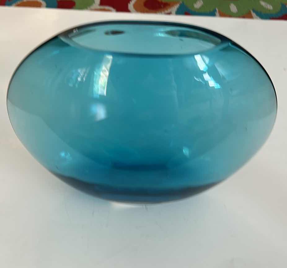 Photo 2 of BLUE GLASS VASE 11” x 9”