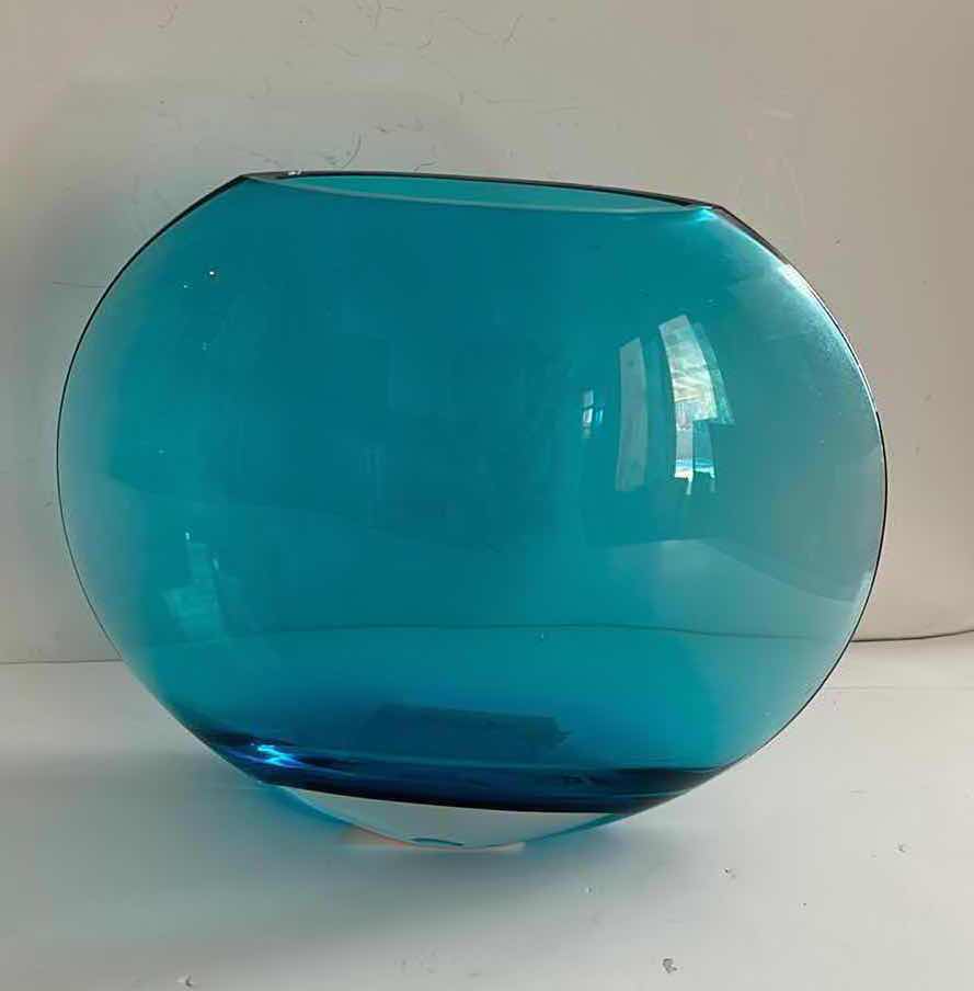 Photo 3 of BLUE GLASS VASE 11” x 9”