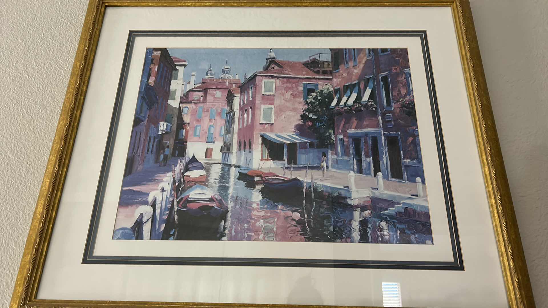 Photo 2 of GOLD FRAMED “LADY IN VENICE” WATERCOLOR PRINT ARTWORK 32” x 27”