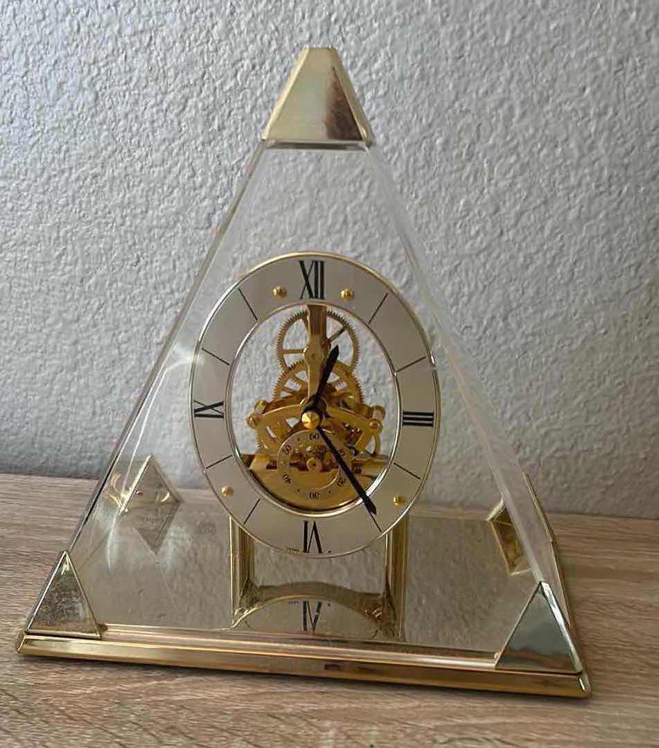 Photo 1 of CLOCK UNDER PYRAMID SHAPED GLASS H9”