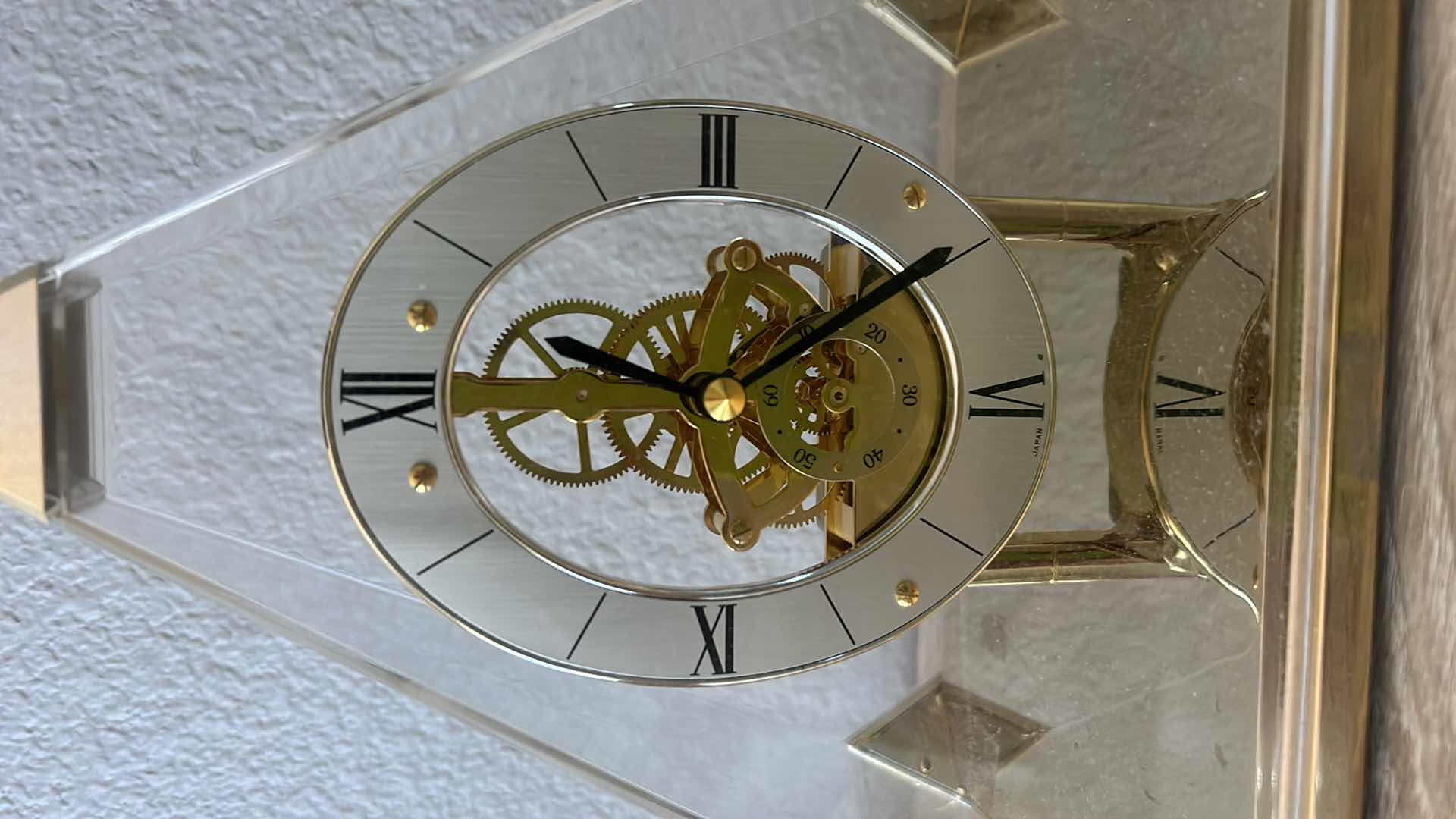 Photo 2 of CLOCK UNDER PYRAMID SHAPED GLASS H9”