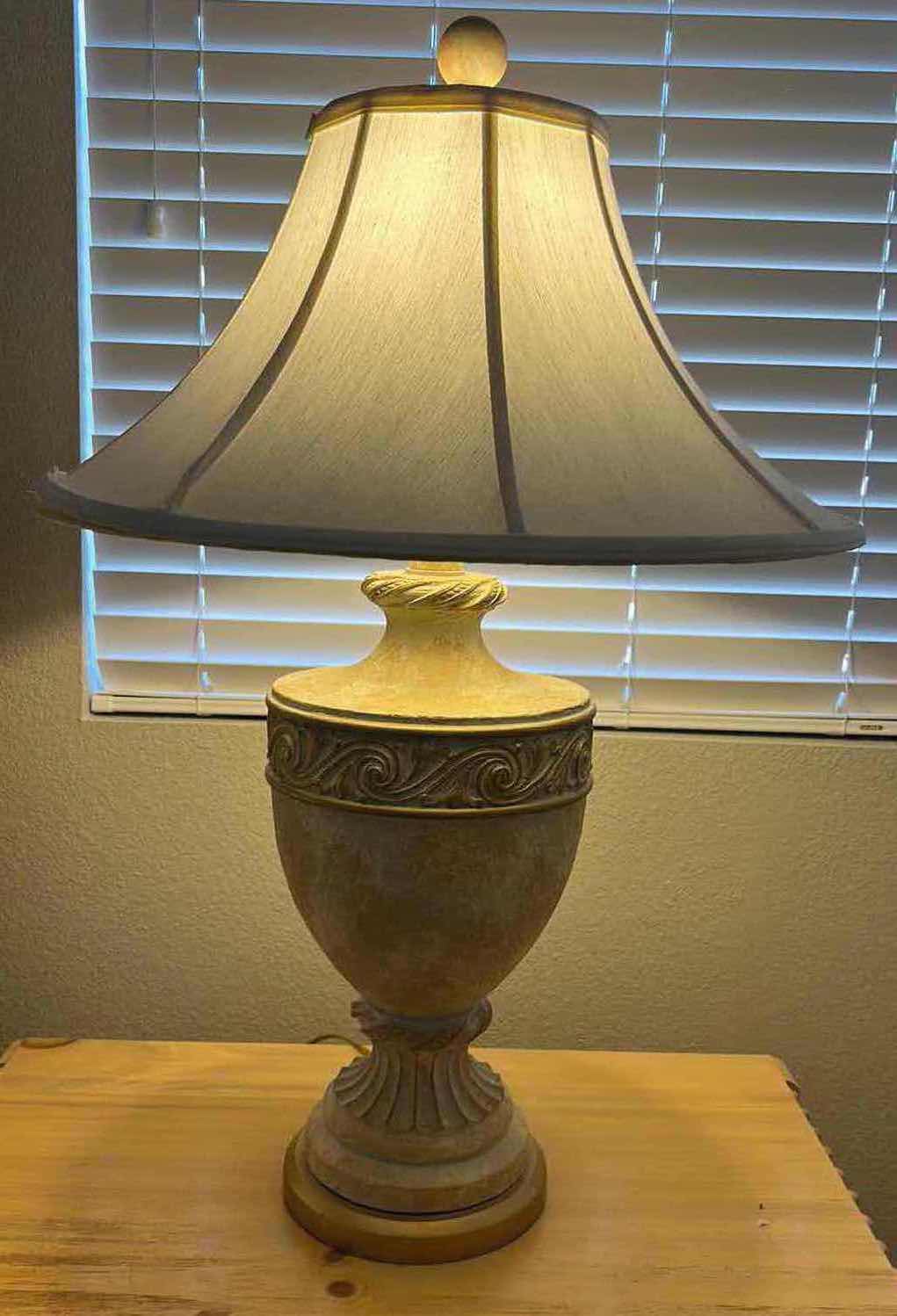 Photo 6 of HEAVY CERAMIC GRECIAN STYLE LAMP WITH IVORY LINEN SHADE H32”