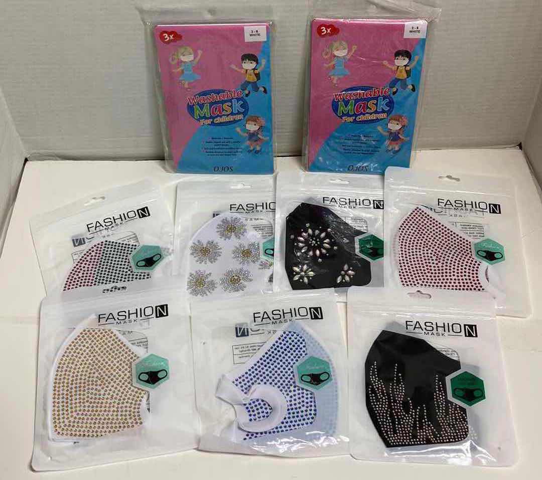 Photo 3 of NEW CLOTH FACE MASKS-VARIOUS DESIGNS W RUBBERMAID TOTE 16” X 11” H7”