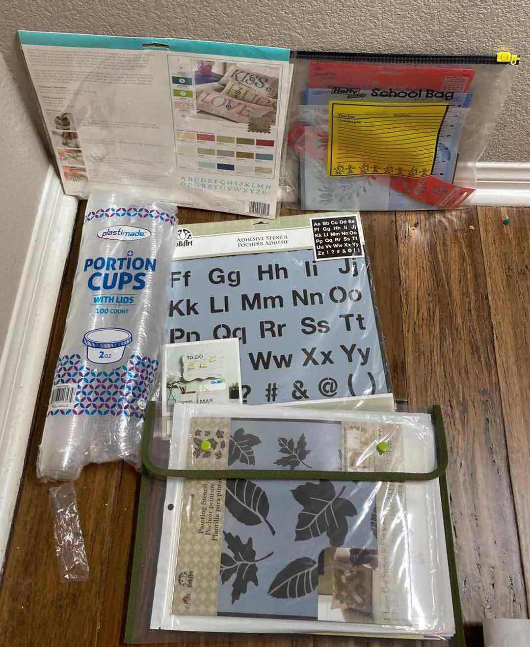 Photo 5 of ARTIST PAINTING SUPPLIES- STENCILS, BRUSHES, TOOLS & CONTAINERS W PLASTIC TOTE 22” X 16” H7”