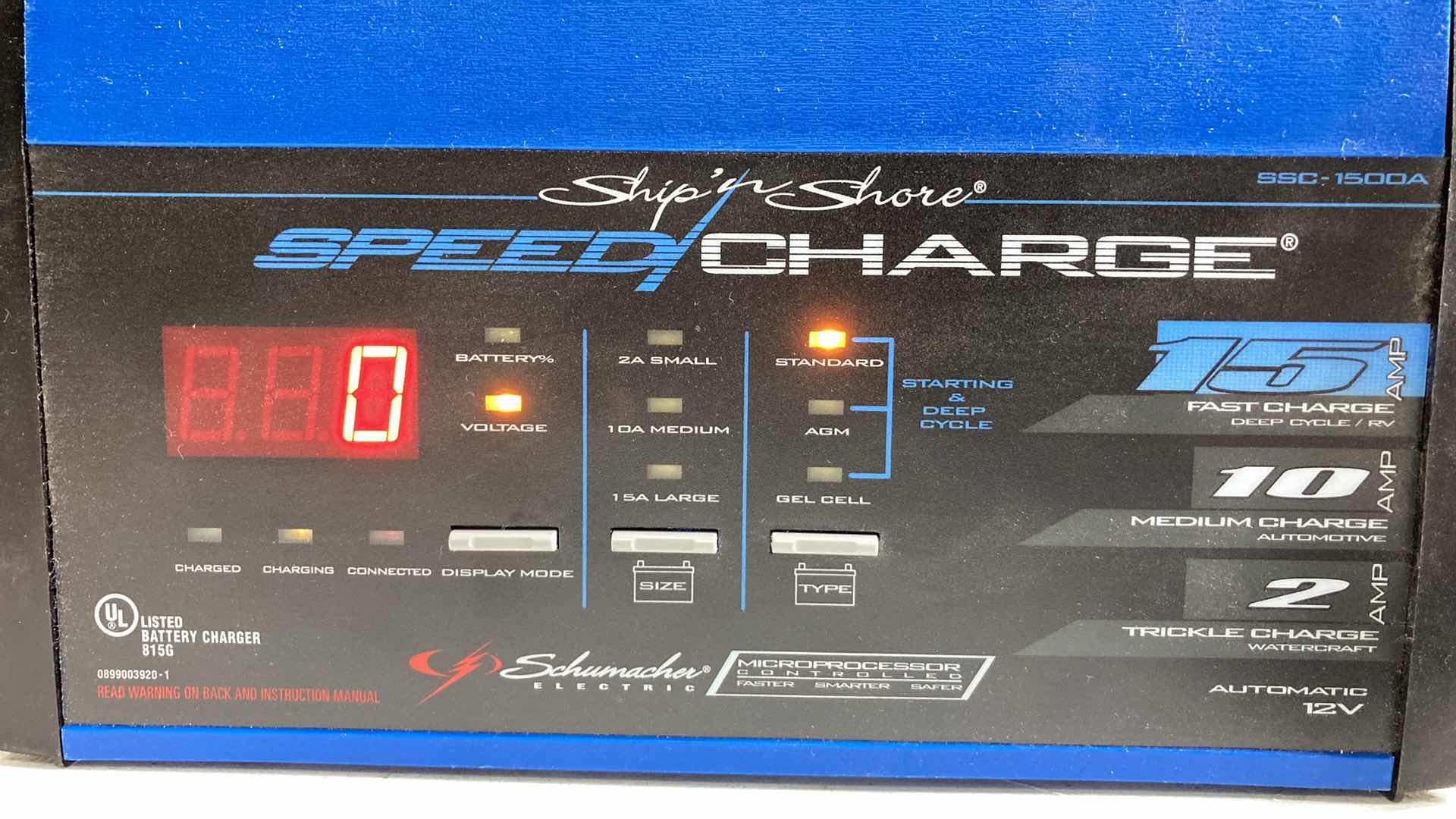 Photo 2 of SCHUMACHER ELECTRIC SHIP & SHORE BATTERY FAST CHARGER MODEL SSC-1500A