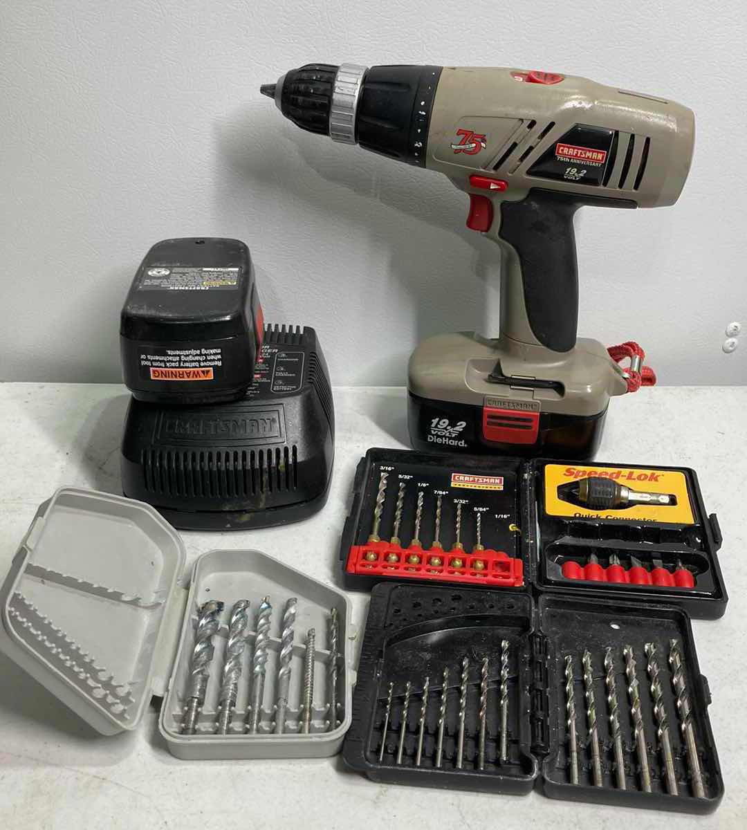 Photo 1 of CRAFTSMAN CORDLESS DRILL W BATTERIES, CHARGER & BITS