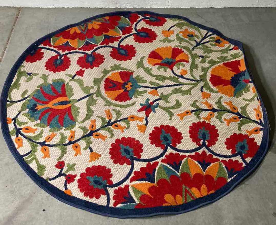 Photo 1 of NOURISON ALOHA COLLECTION FLORAL ROUND AREA RUG ALH20 REDMT 5.3’ X 5.3’