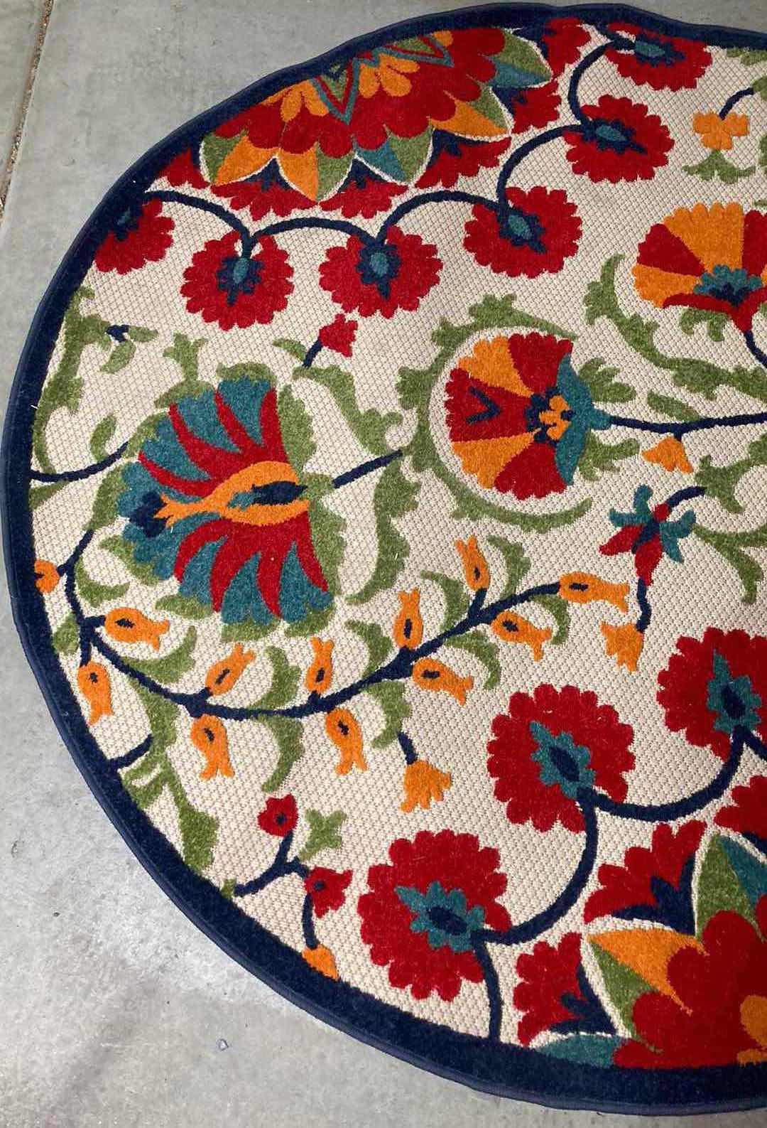 Photo 2 of NOURISON ALOHA COLLECTION FLORAL ROUND AREA RUG ALH20 REDMT 5.3’ X 5.3’