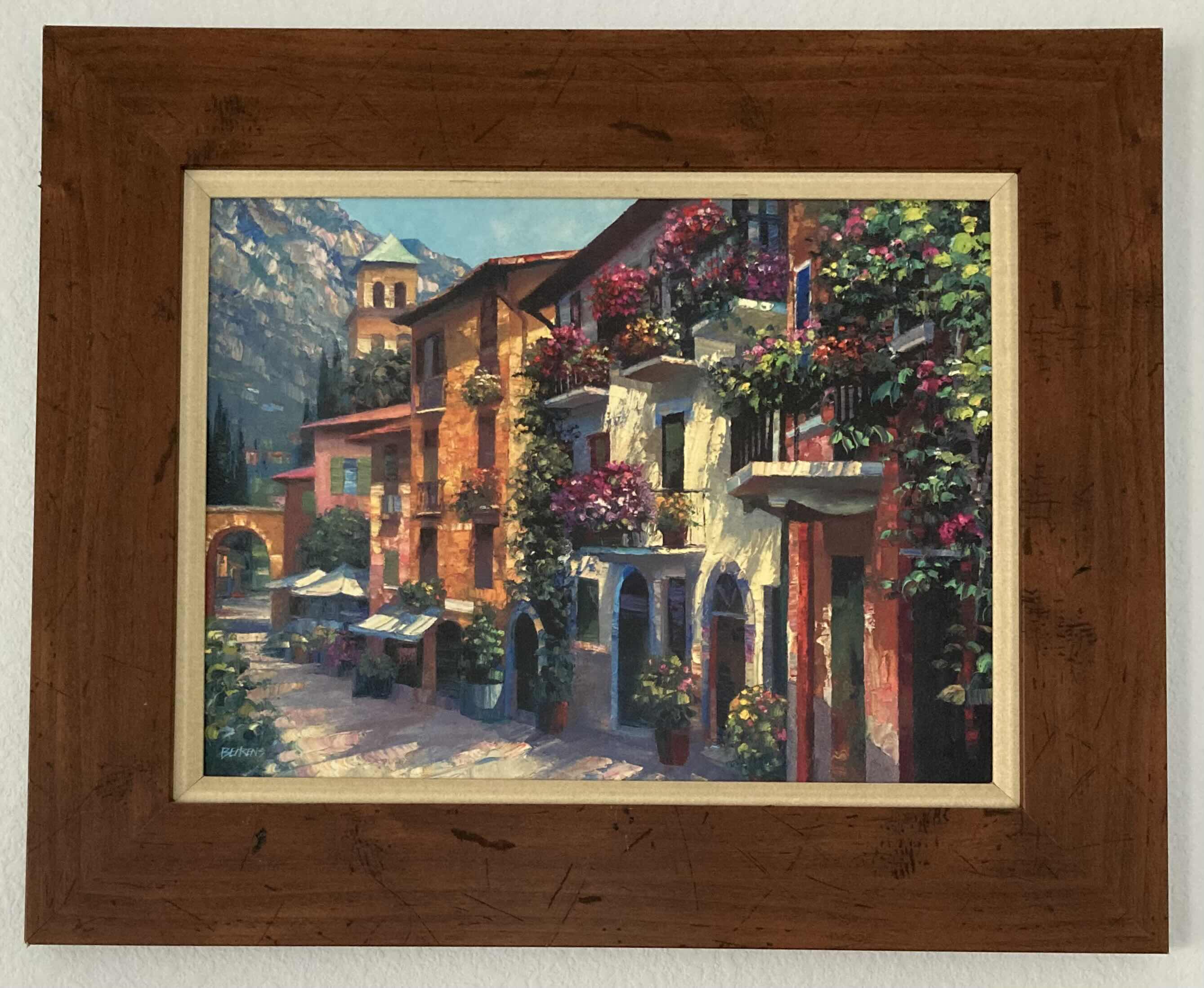 Photo 1 of VILLAGE PAINTING FRAMED ARTWORK SIGNED BY BEHRENS 22” X 18”