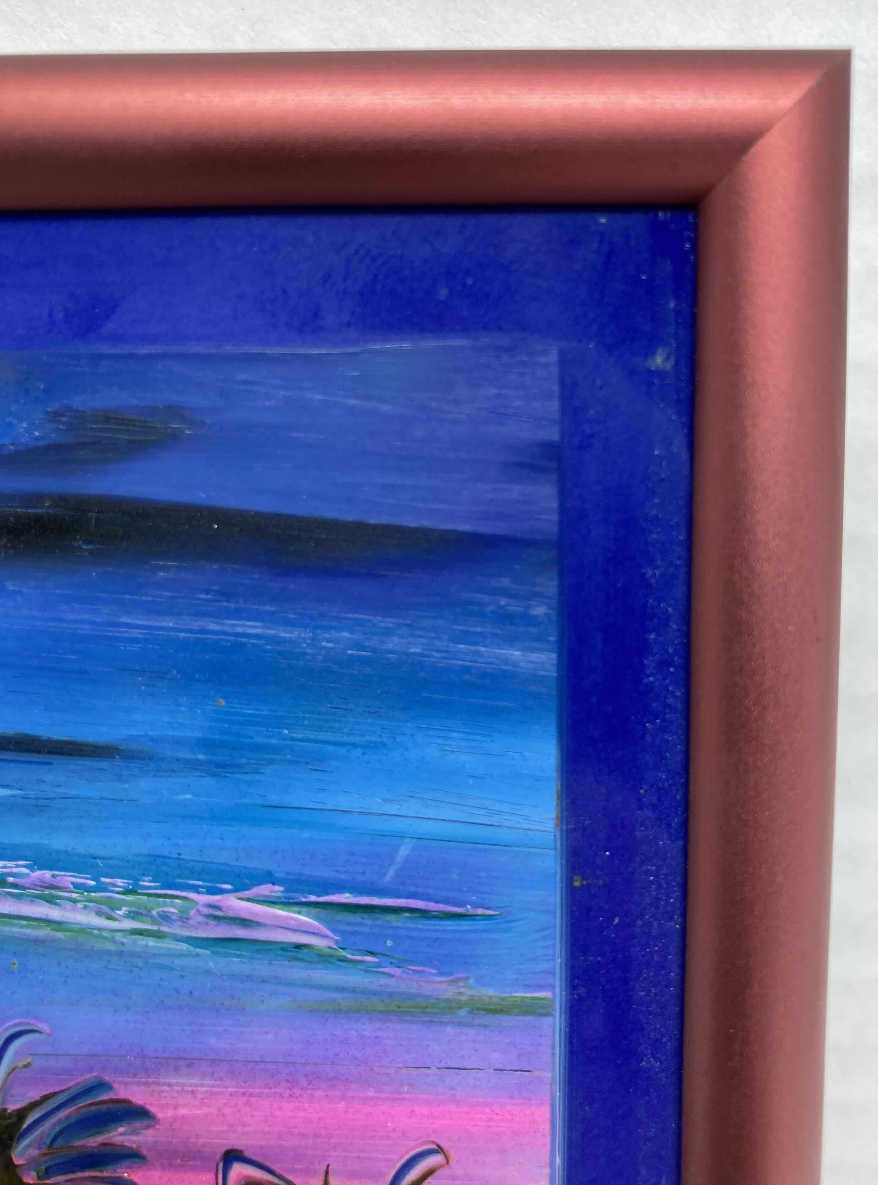 Photo 2 of OCEAN SUNRISE TILE FINGER PAINTING FRAMED ARTWORK SIGNED BY JORGE LOPEZ 8.25” X 8.25”