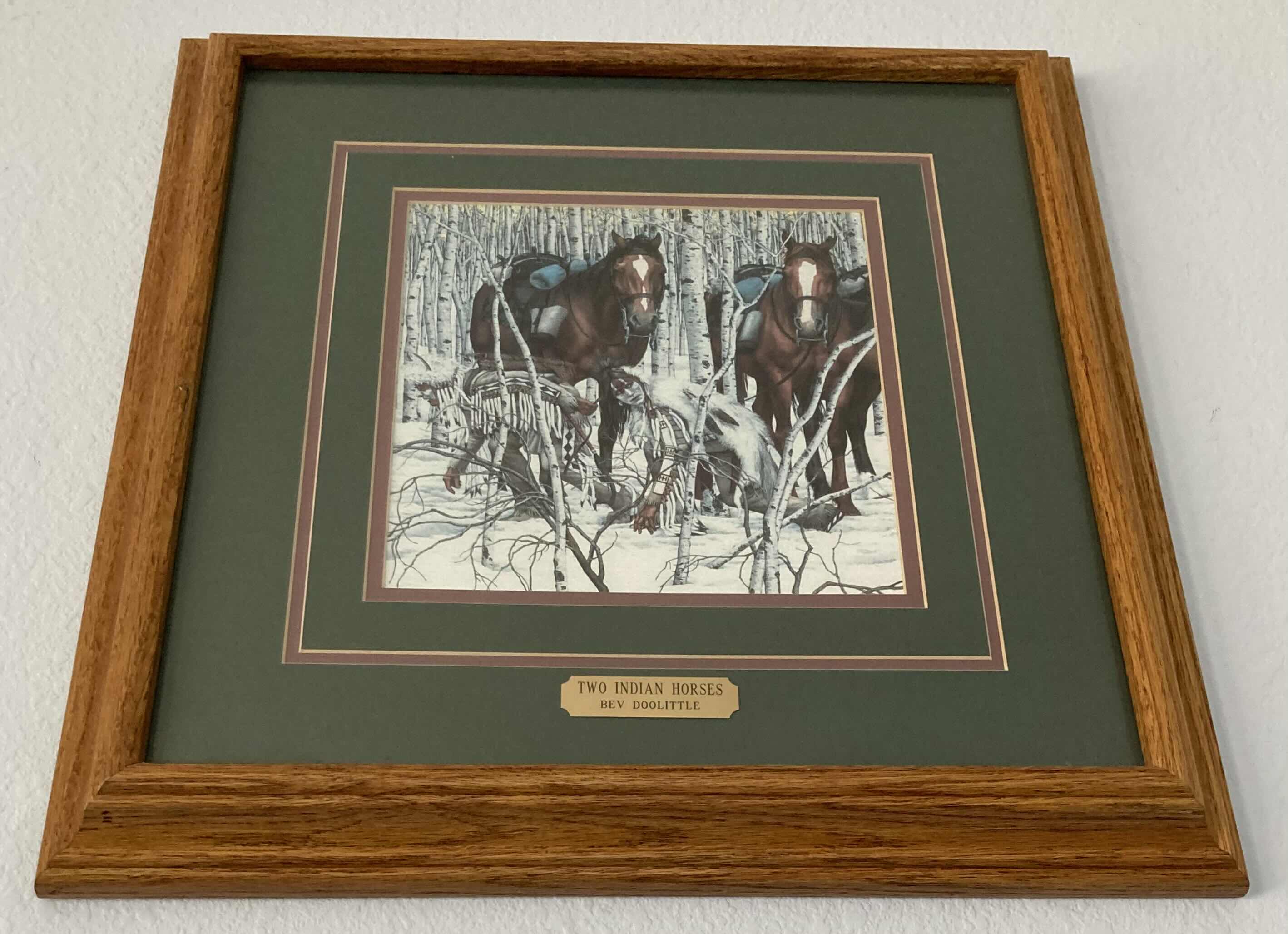 Photo 1 of TWO NATIVE AMERICAN HORSES FRAMED ARTWORK BY BEV DOOLITTLE 19” X 19”