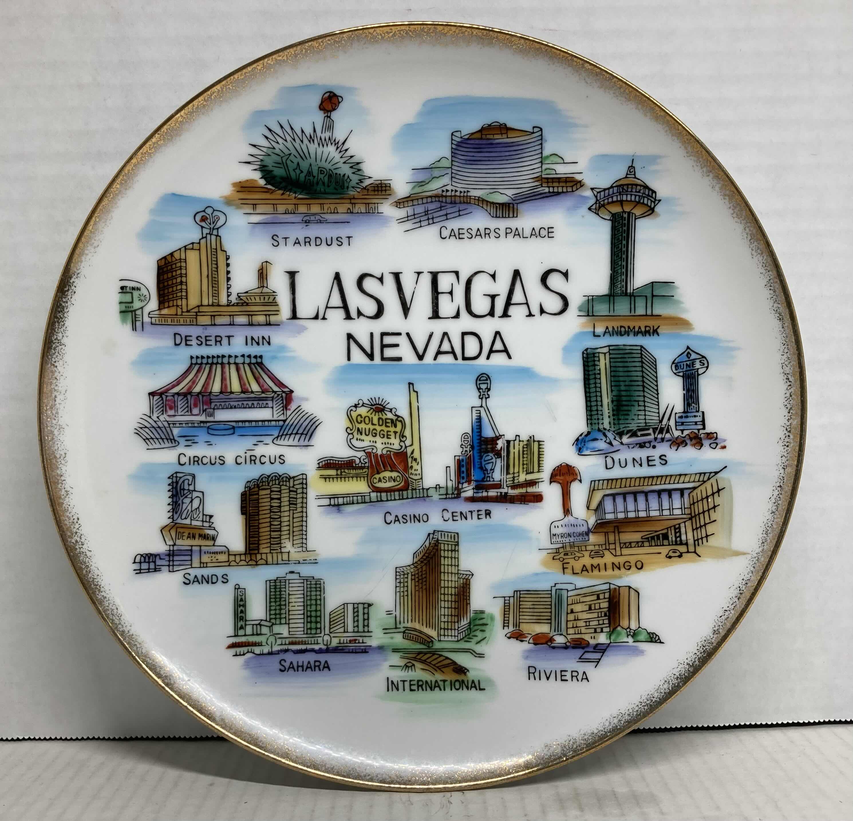 Photo 1 of OLD LAS VEGAS SOUVENIR PORCELAIN DECORATIVE PLATE 1950 10.25”