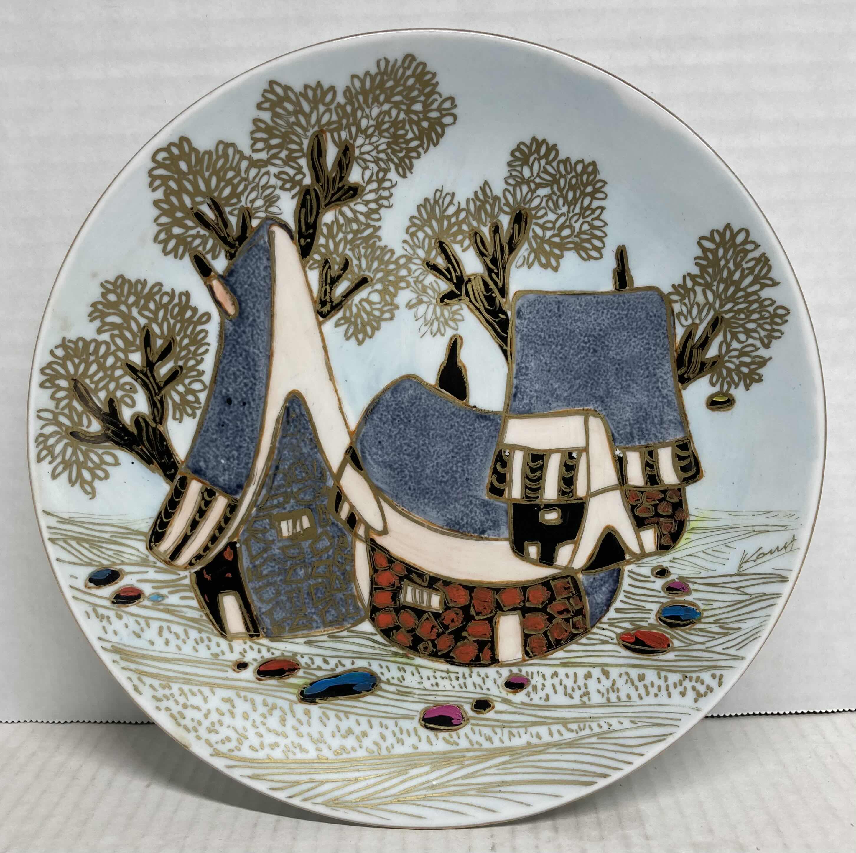Photo 1 of CHINESE HOUSES PORCELAIN HANGING DECORATION PLATE 9”