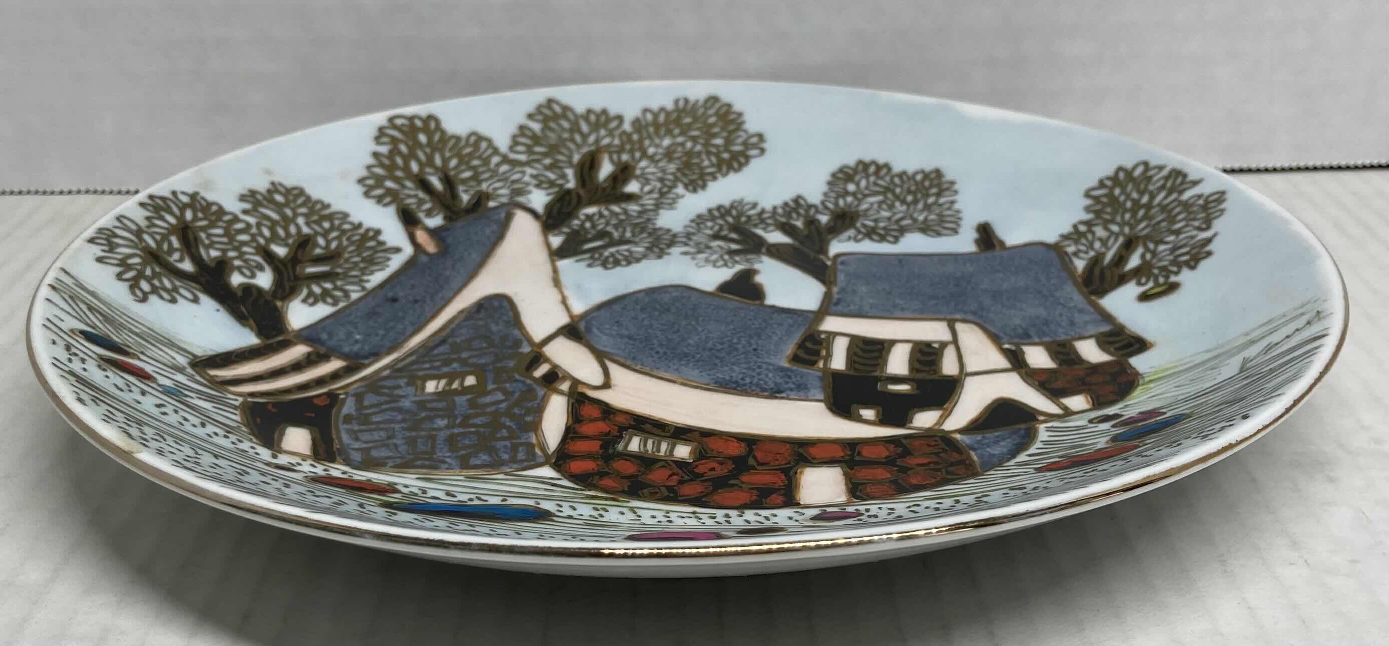 Photo 3 of CHINESE HOUSES PORCELAIN HANGING DECORATION PLATE 9”