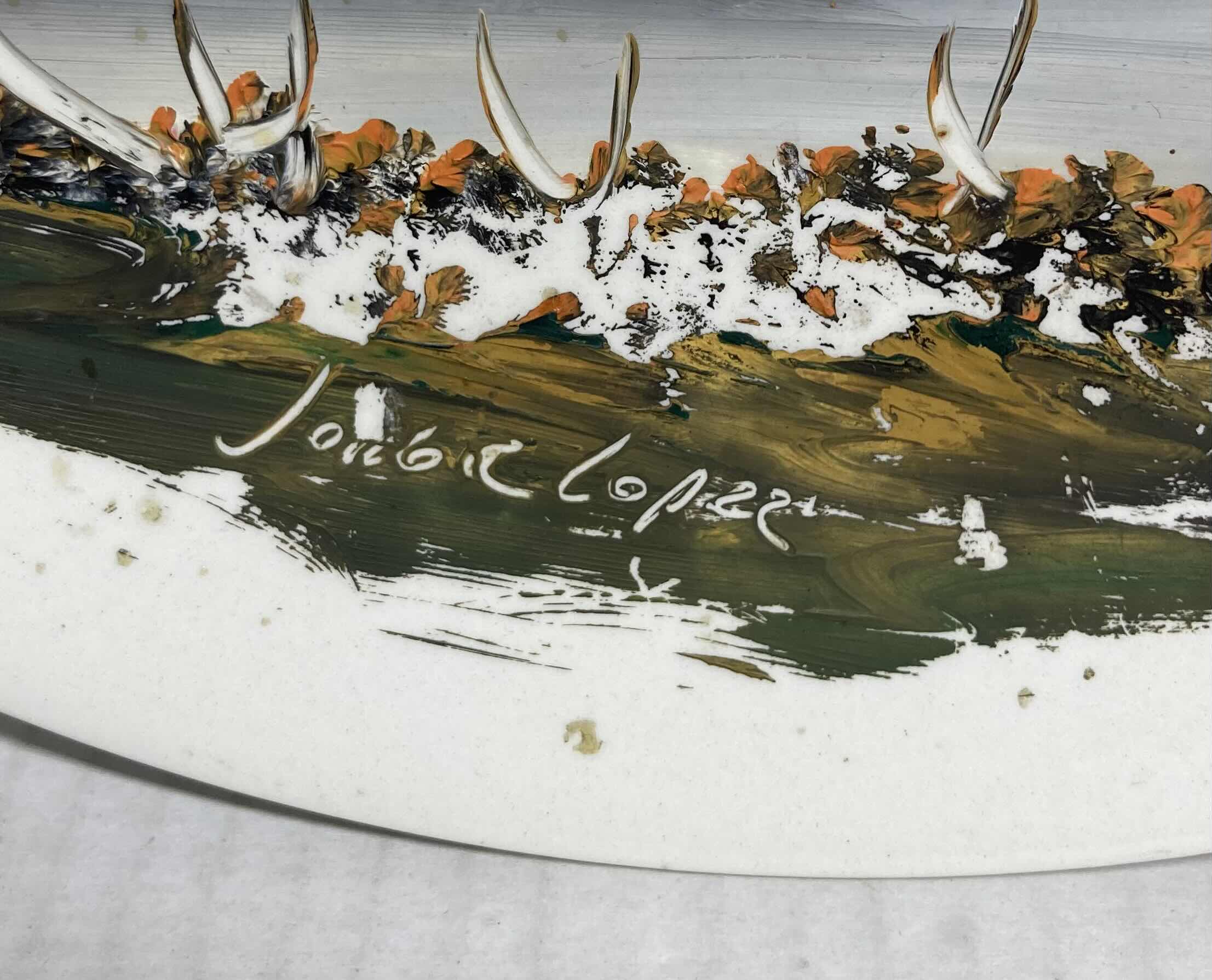 Photo 3 of MOUNTAIN LAKE CERAMIC PLATE HAND PAINTED SIGNED BY JORGE LOPEZ
