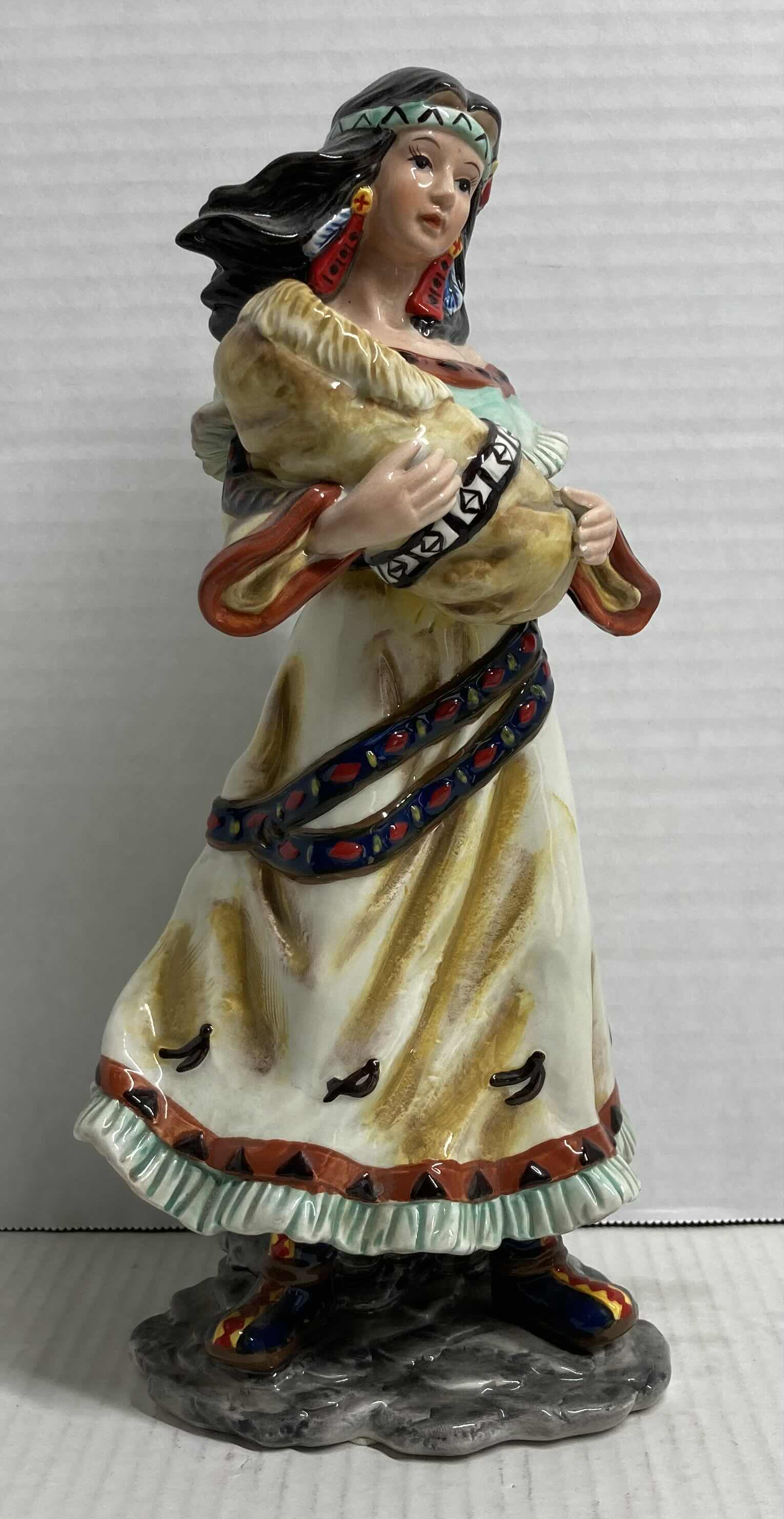 Photo 1 of NATIVE AMERICAN MOTHER & BABY CERAMIC FIGURINE H11.5”