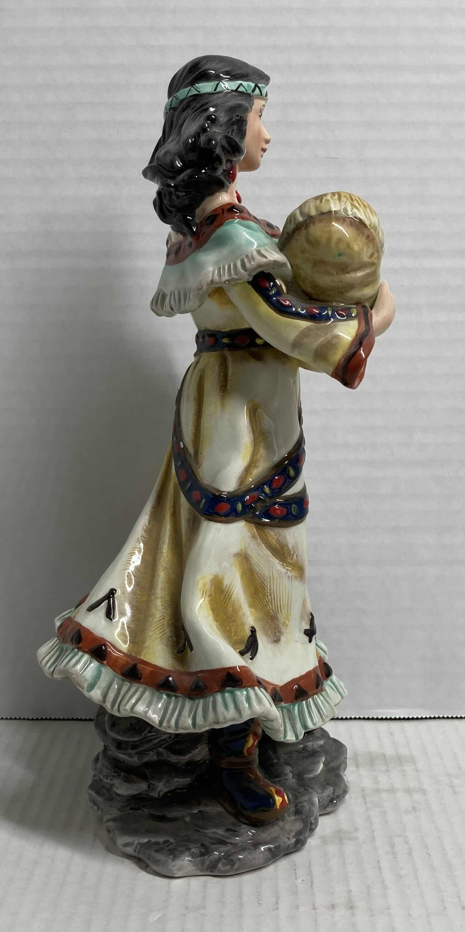 Photo 3 of NATIVE AMERICAN MOTHER & BABY CERAMIC FIGURINE H11.5”