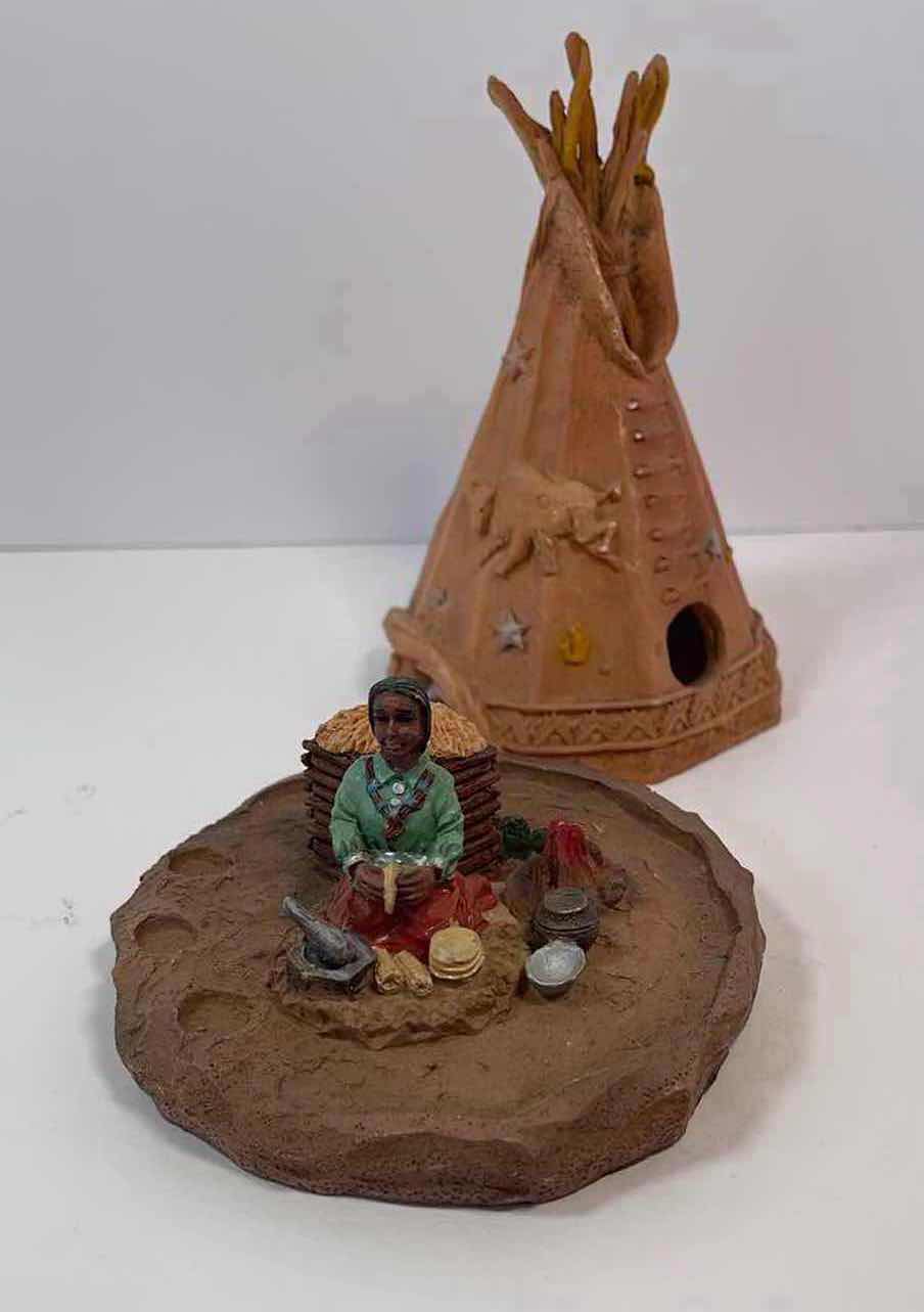 Photo 1 of SOUTHWEST ART WOMAN PREPARING MEAL TEEPEE H6”